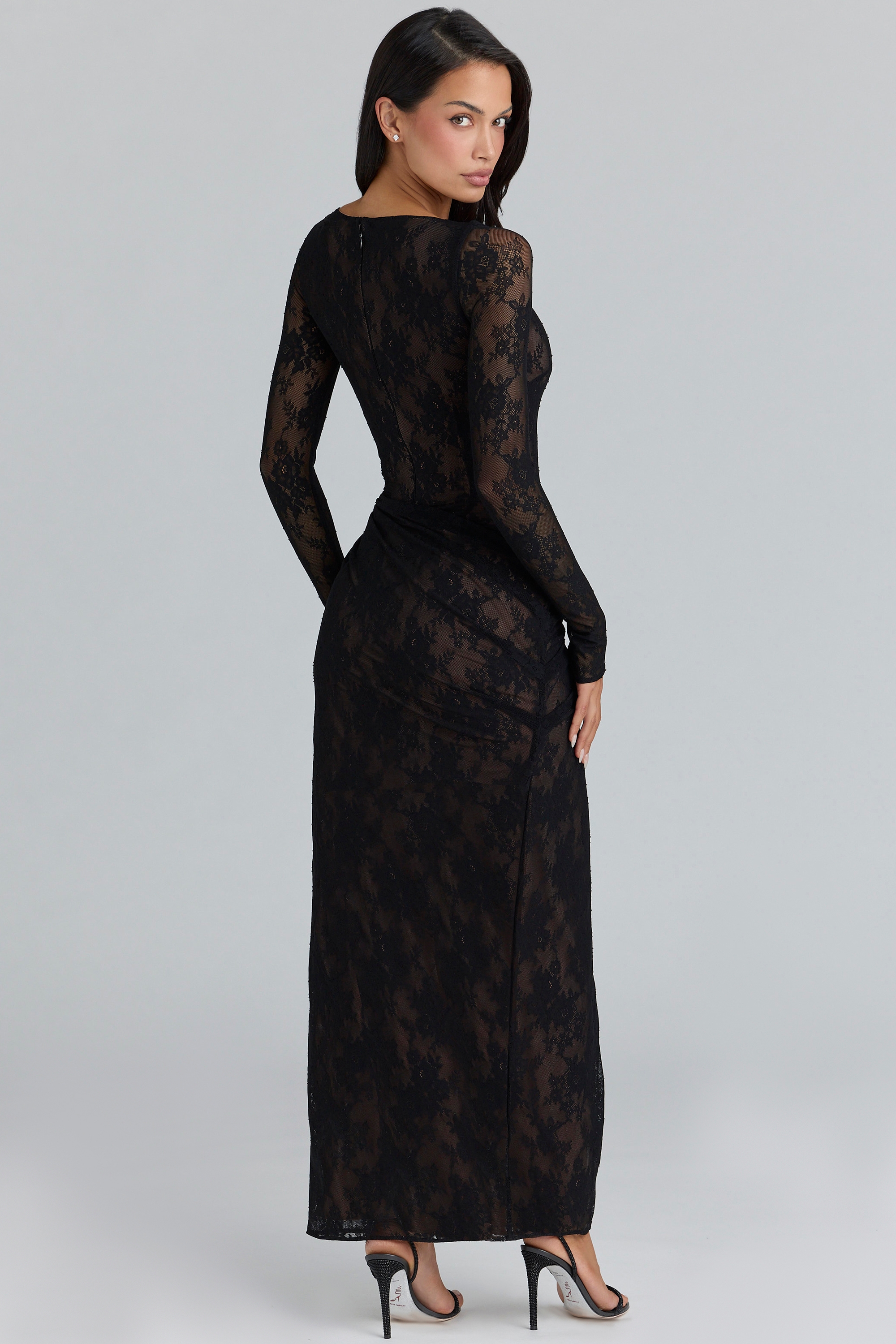 Sapphira  Black Lace Asymmetric Maxi Dress - Limited Edition — image 10