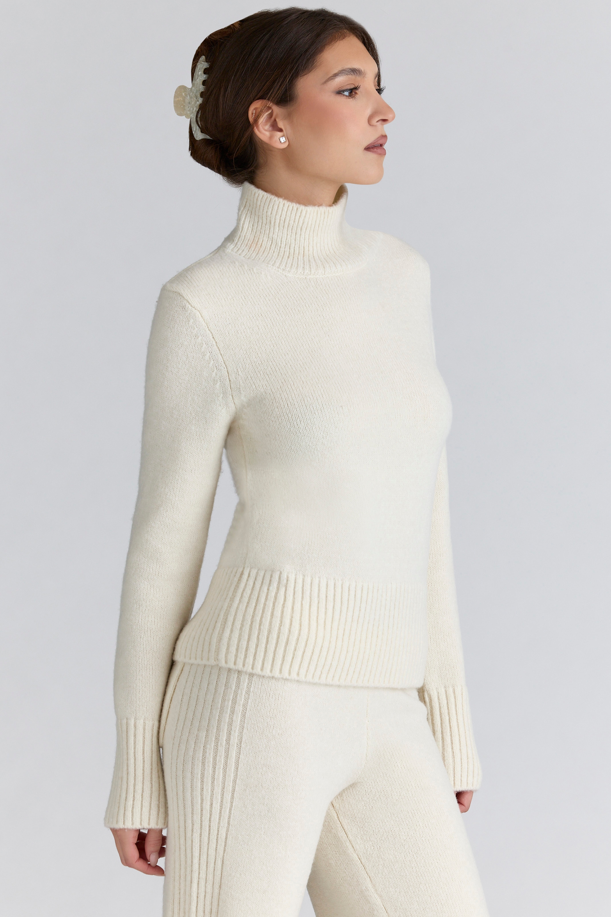 Skye  Ivory Merino Wool Roll Neck Sweater — image 6