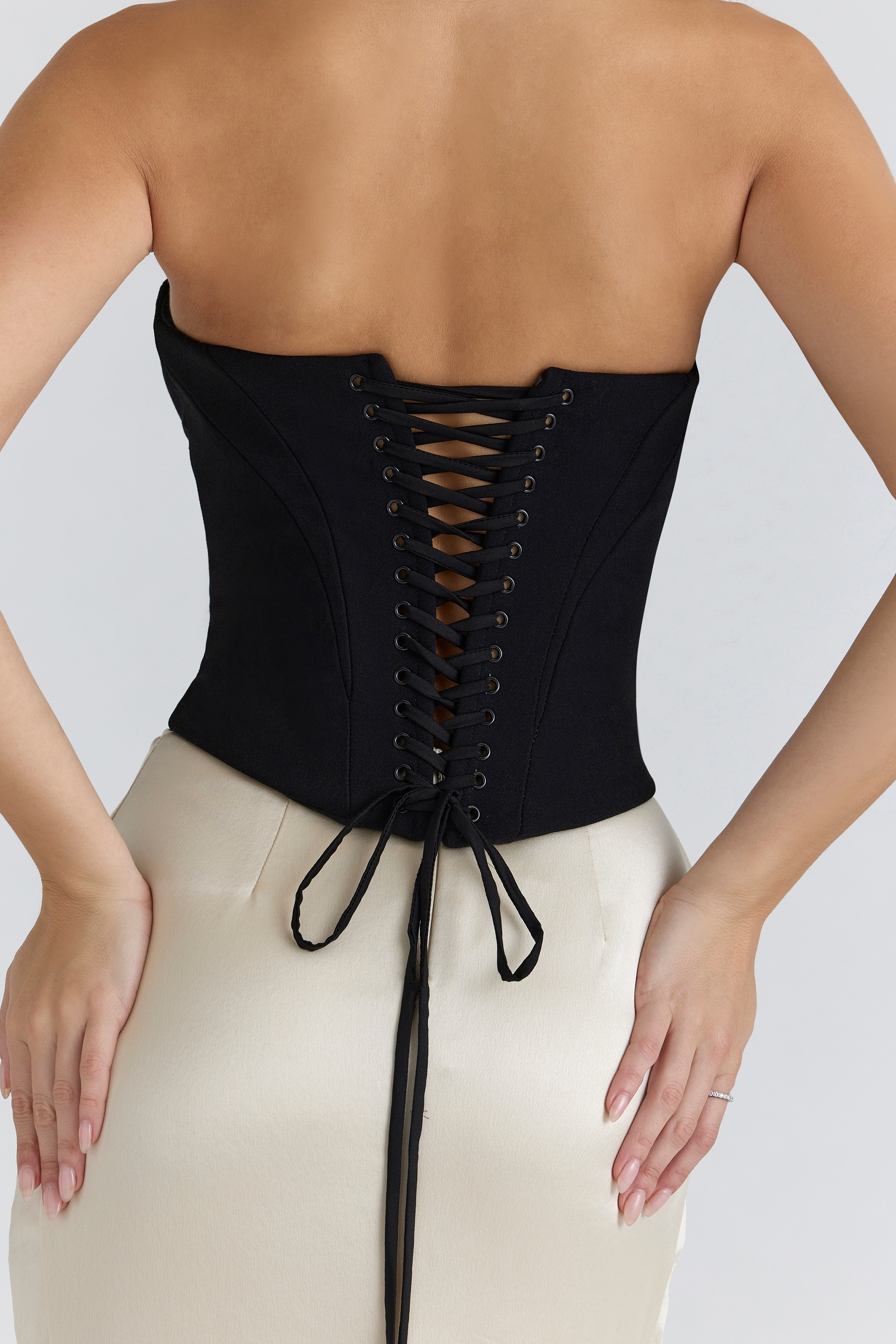Sorcha  Black & Champagne Corset Maxi Gown — image 11