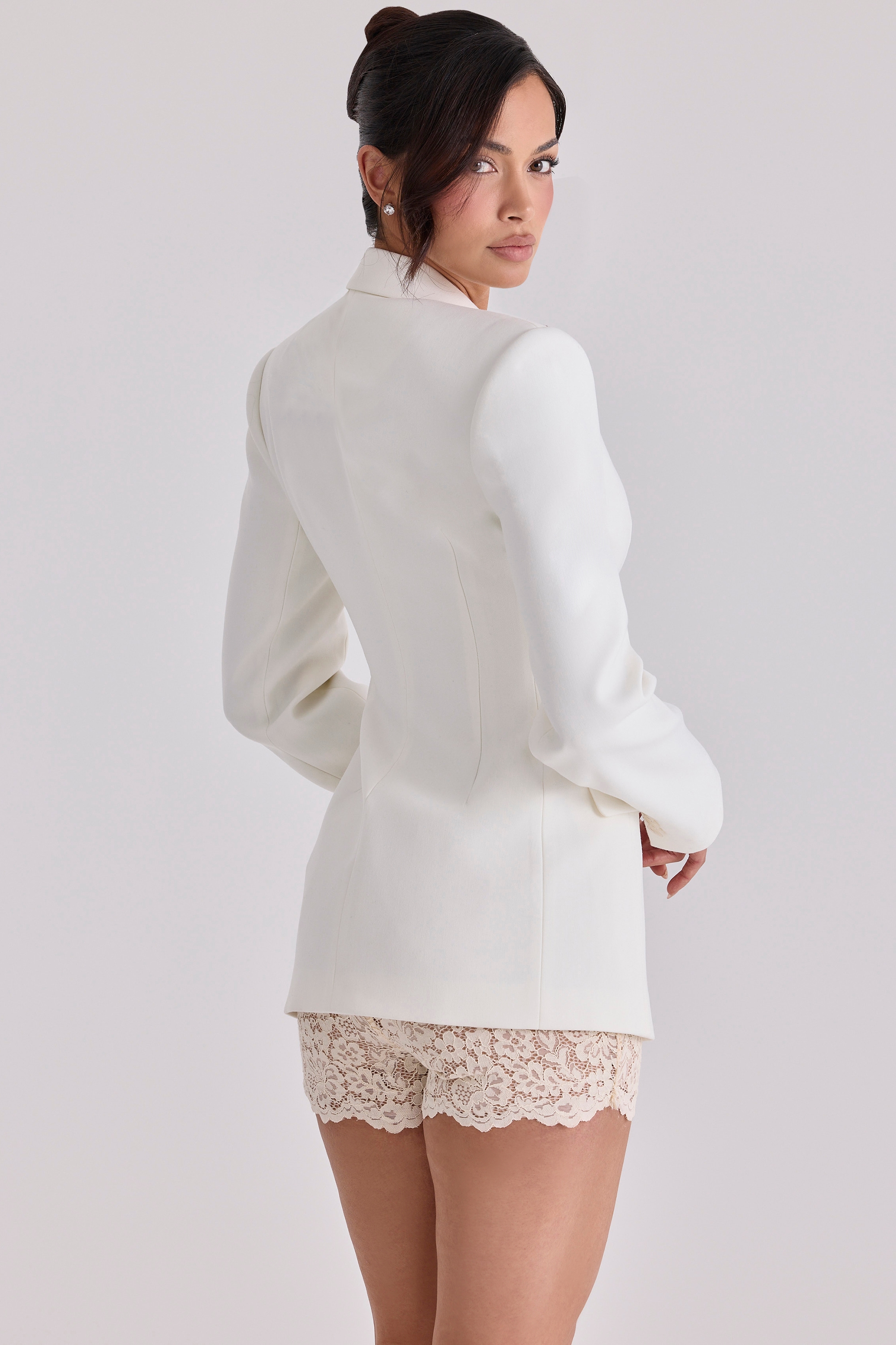 Luella  vintage ivory crepe hourglass blazer jacket — image 9