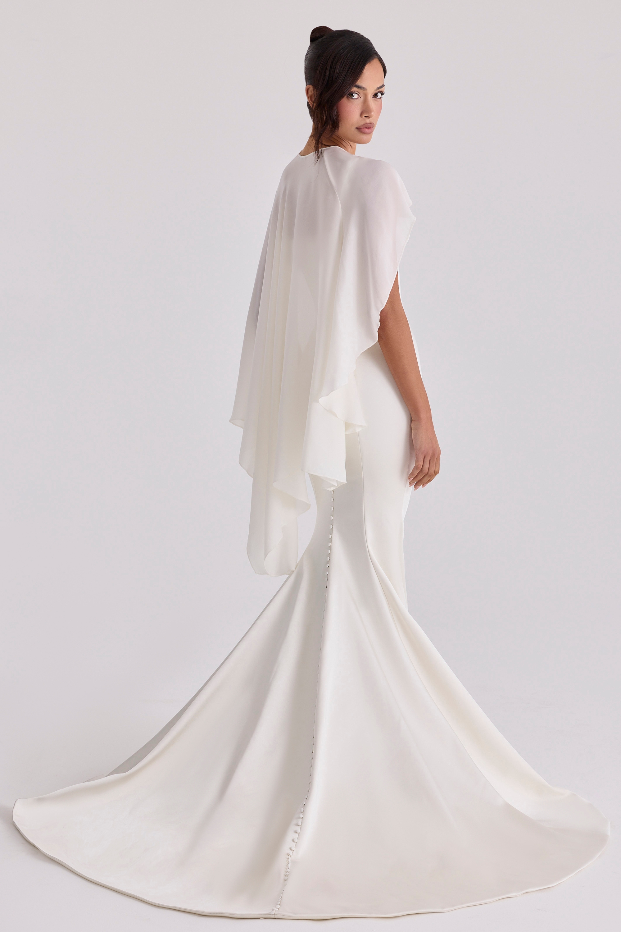 Alena  Ivory Asymmetric Draped Pure Silk Shawl — image 7