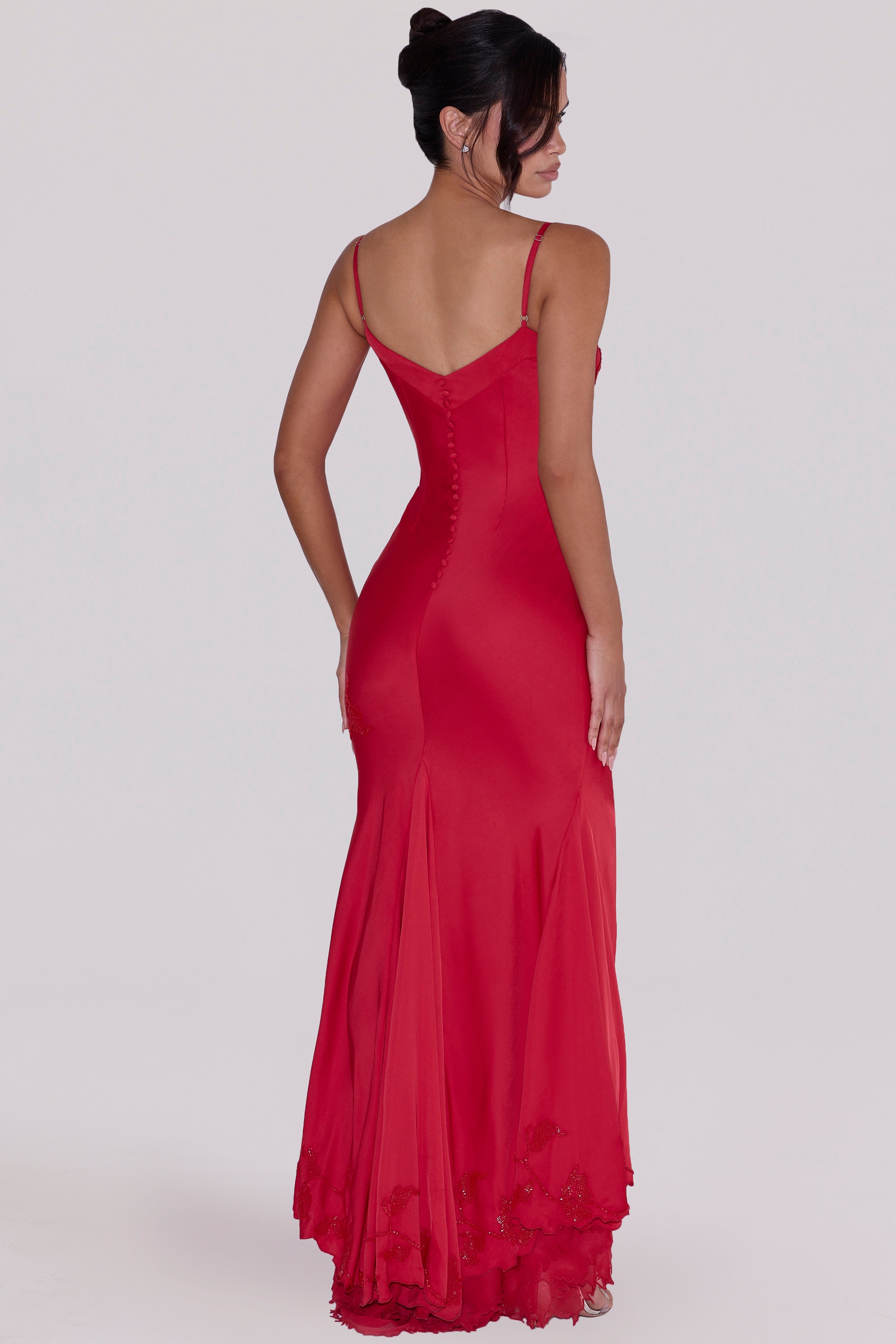 Anastelle  Red Hand Beaded Embellished Satin Maxi Dress - Limited Edition — image 10