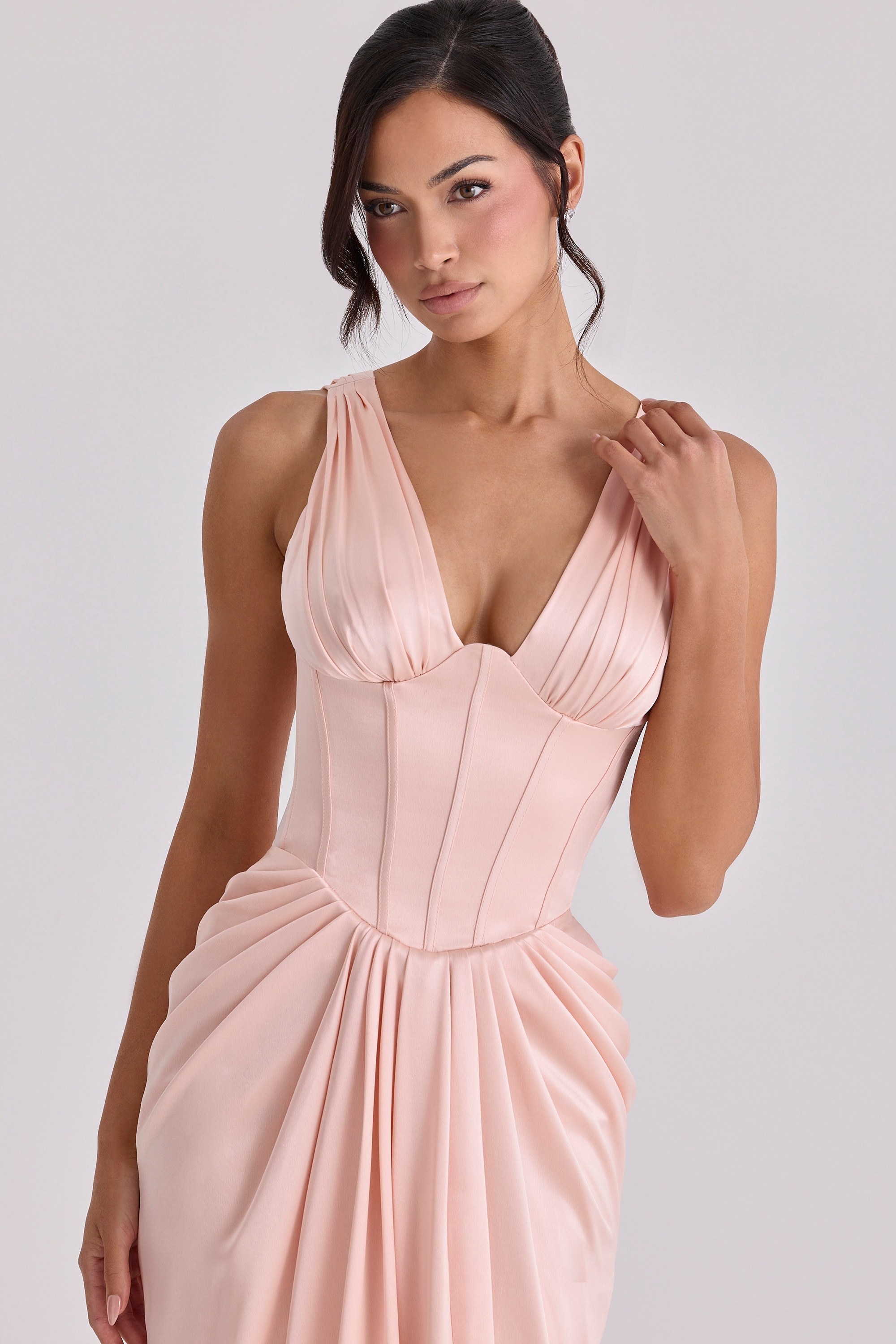Angeline  Blush Satin Corset Maxi Dress - Limited Edition — image 8