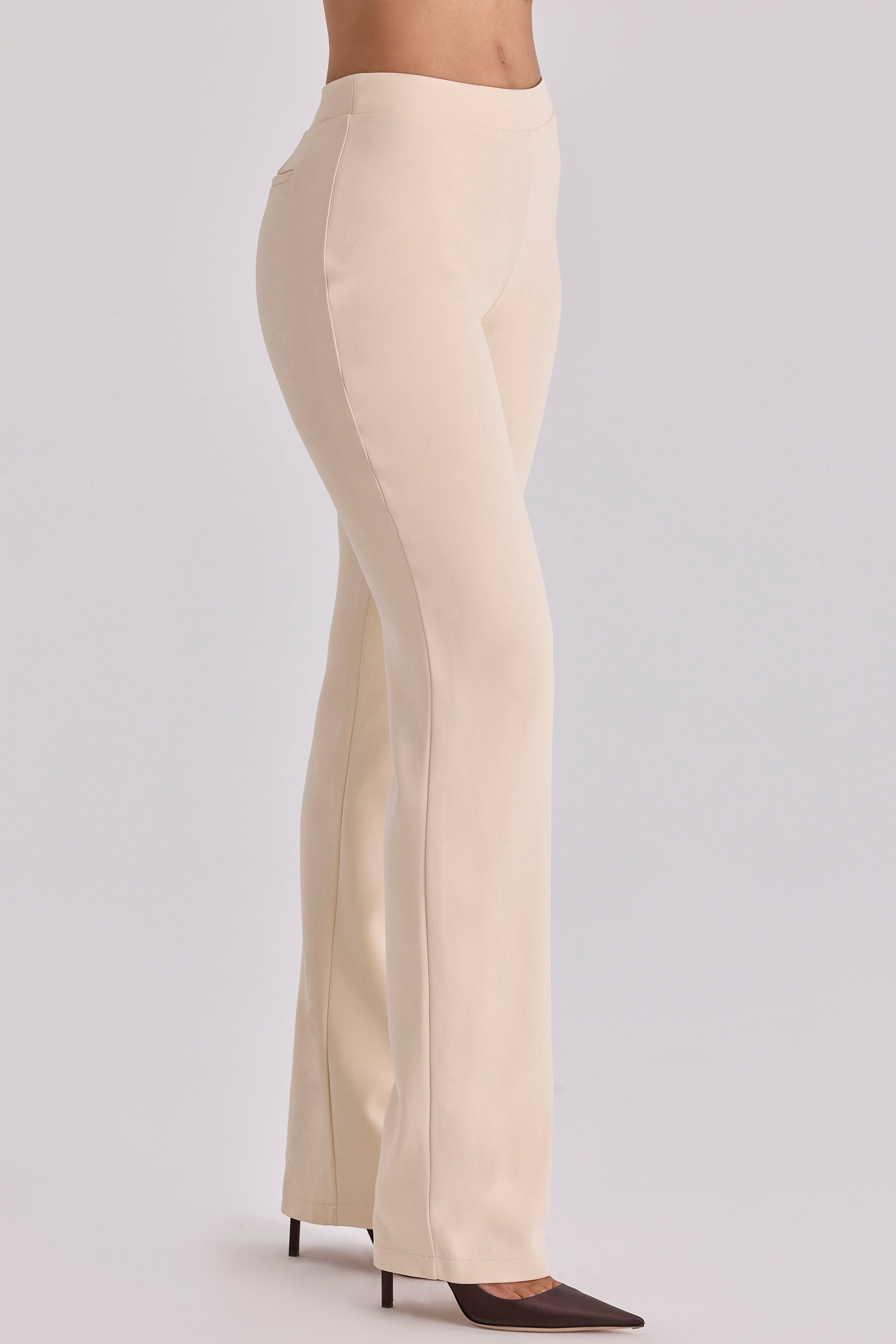 Chiara  Vintage Ivory Crepe Straight Leg Trousers — image 8