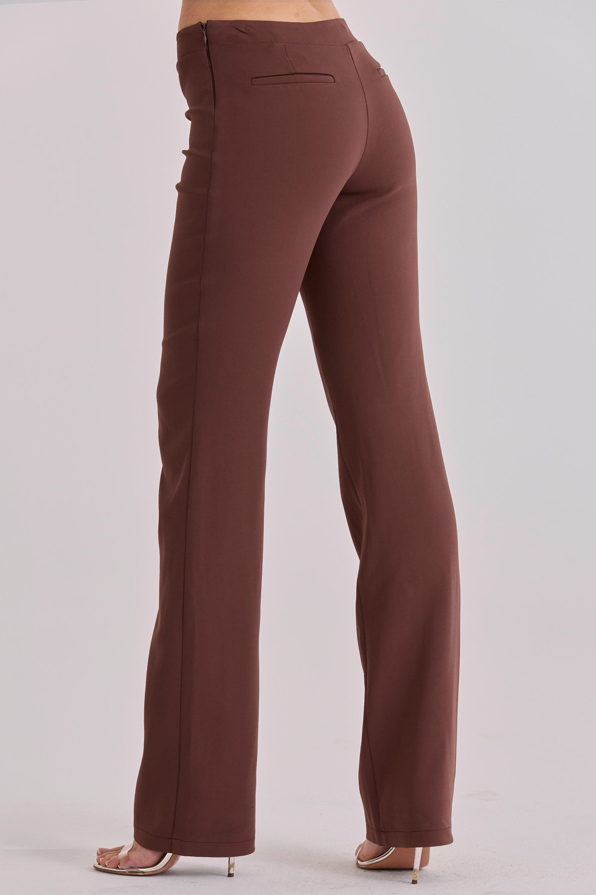 Chiara  Espresso Brown Straight Leg Trousers — image 7