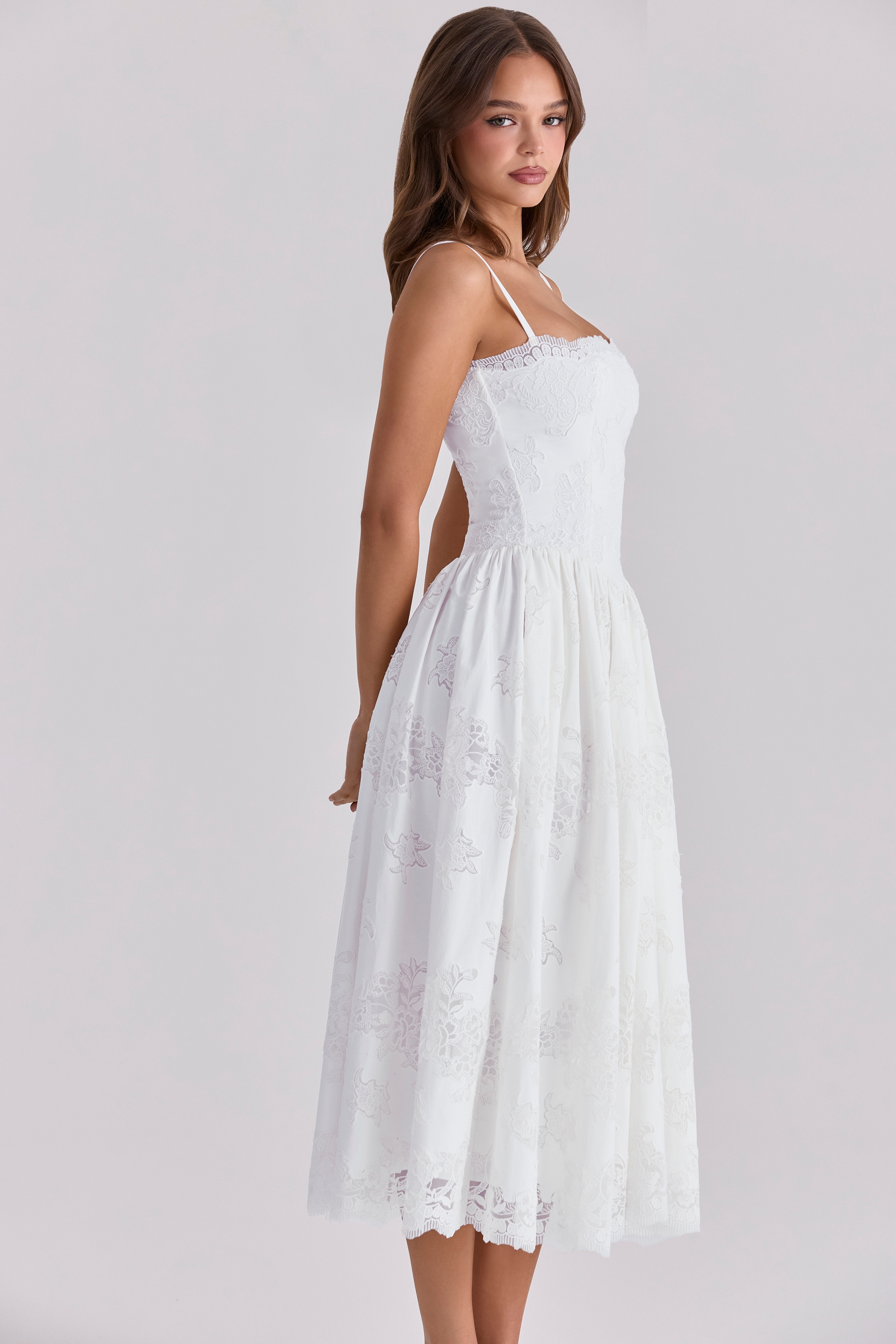 Chloe  White Custom Lace + Cotton Midi Sundress — image 8