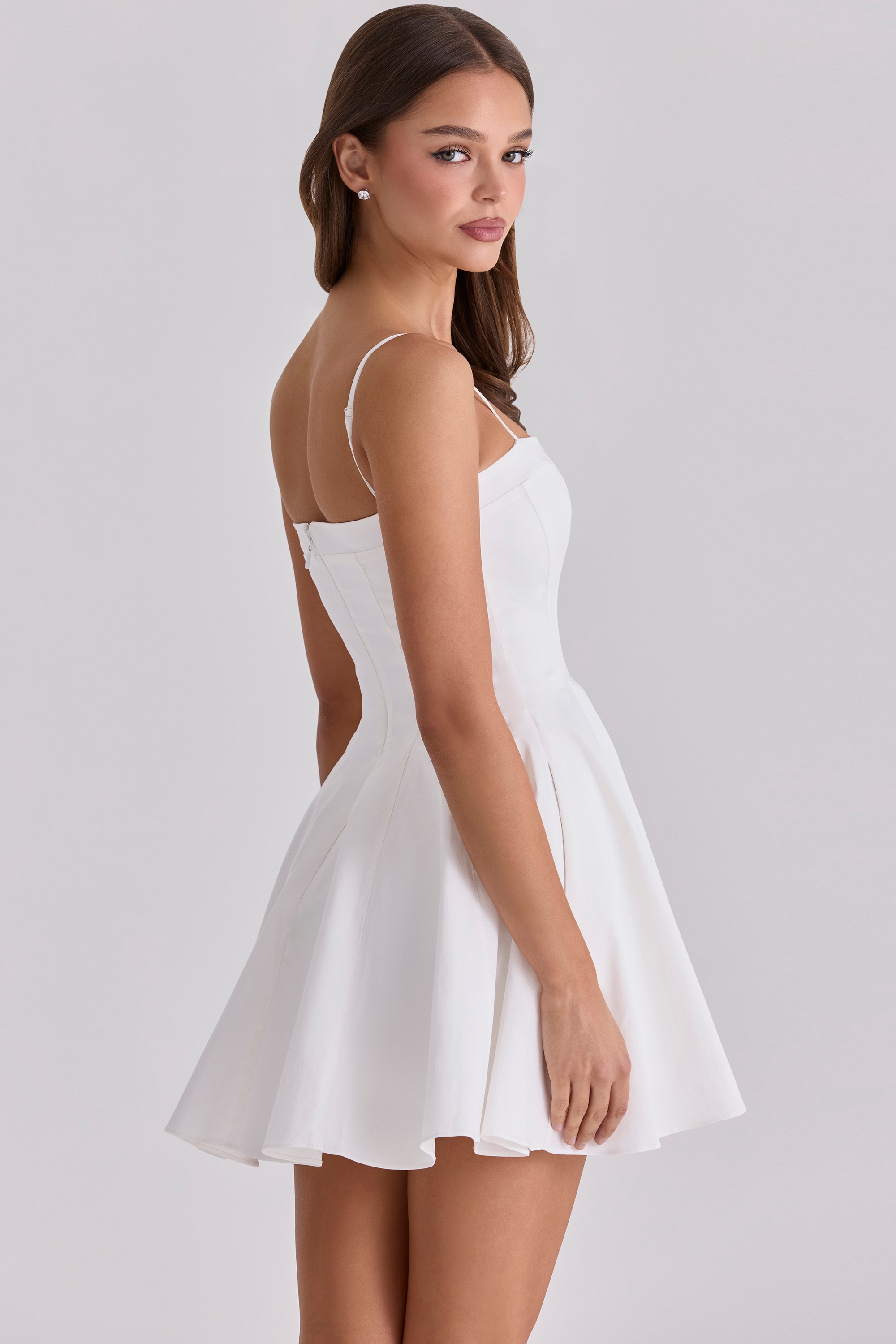 Dolly  White Cotton Flared Mini Sundress — image 2