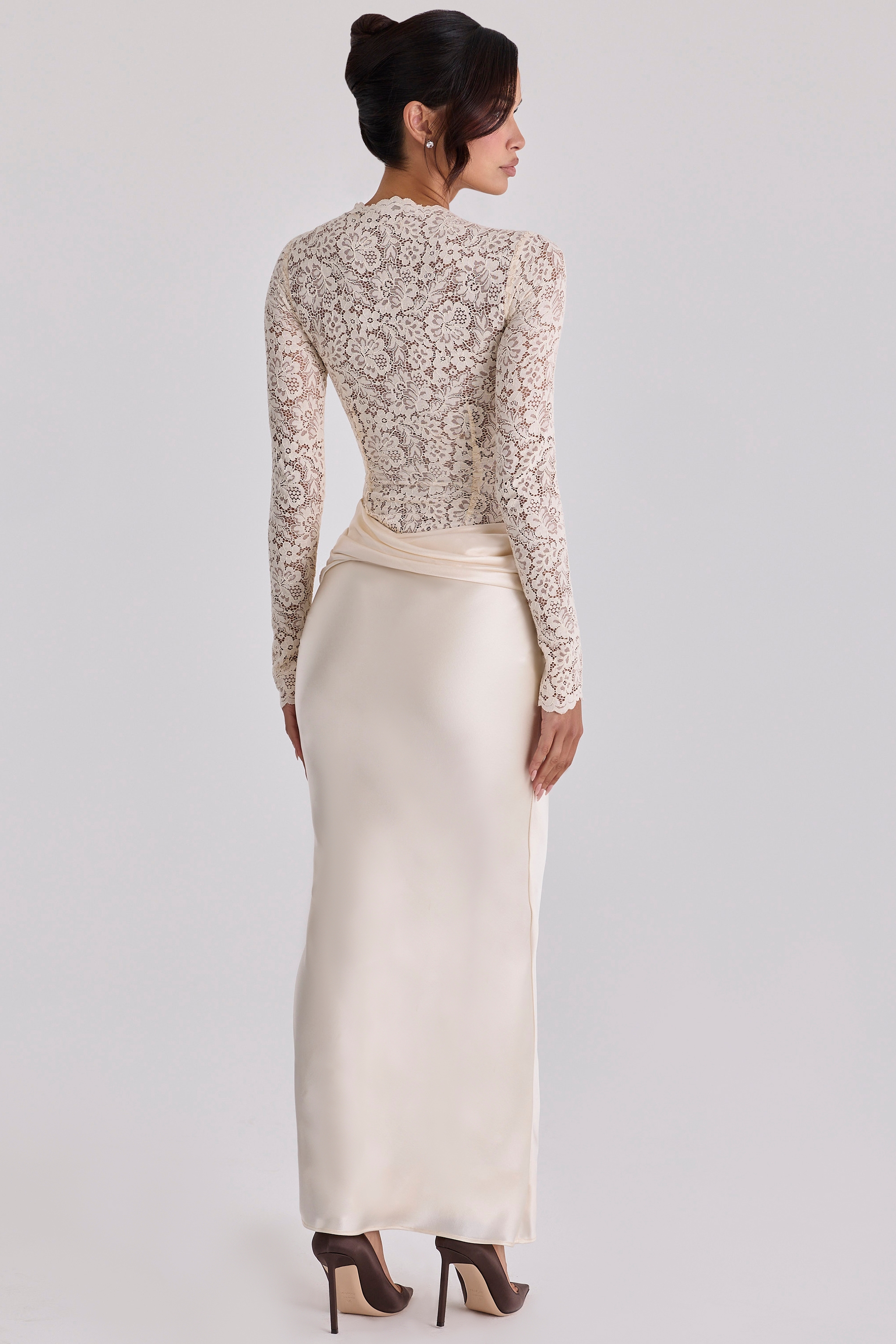 Ellie  Vintage Ivory Lace Long Sleeve Bodysuit — image 9