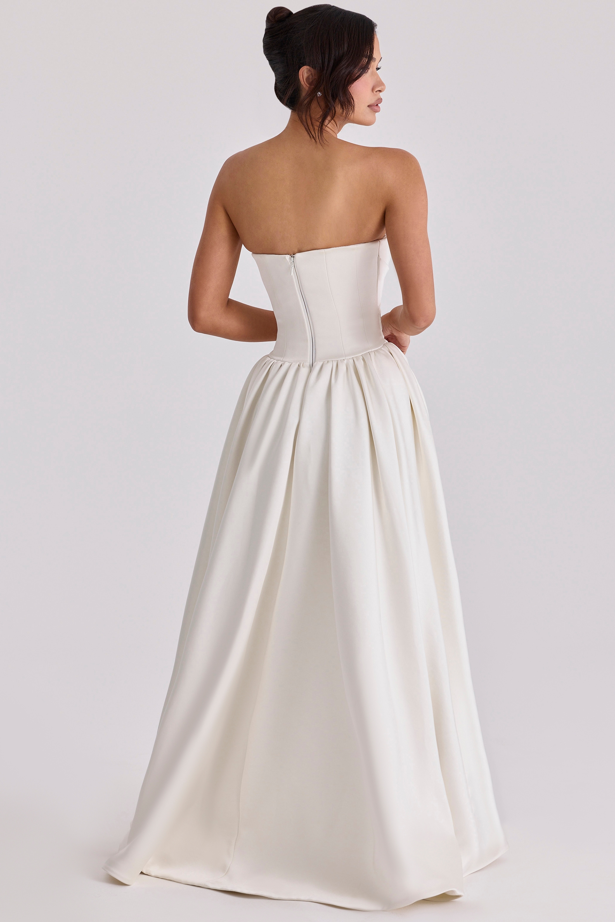 Jelena  Ivory Satin Basque Waist Corset Bridal Gown — image 8