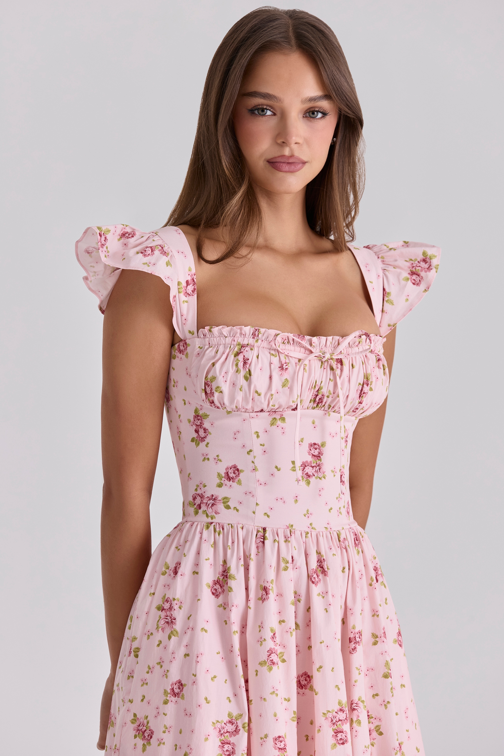 Livia  Pink Vintage Rose Cotton Midi Sundress — image 6