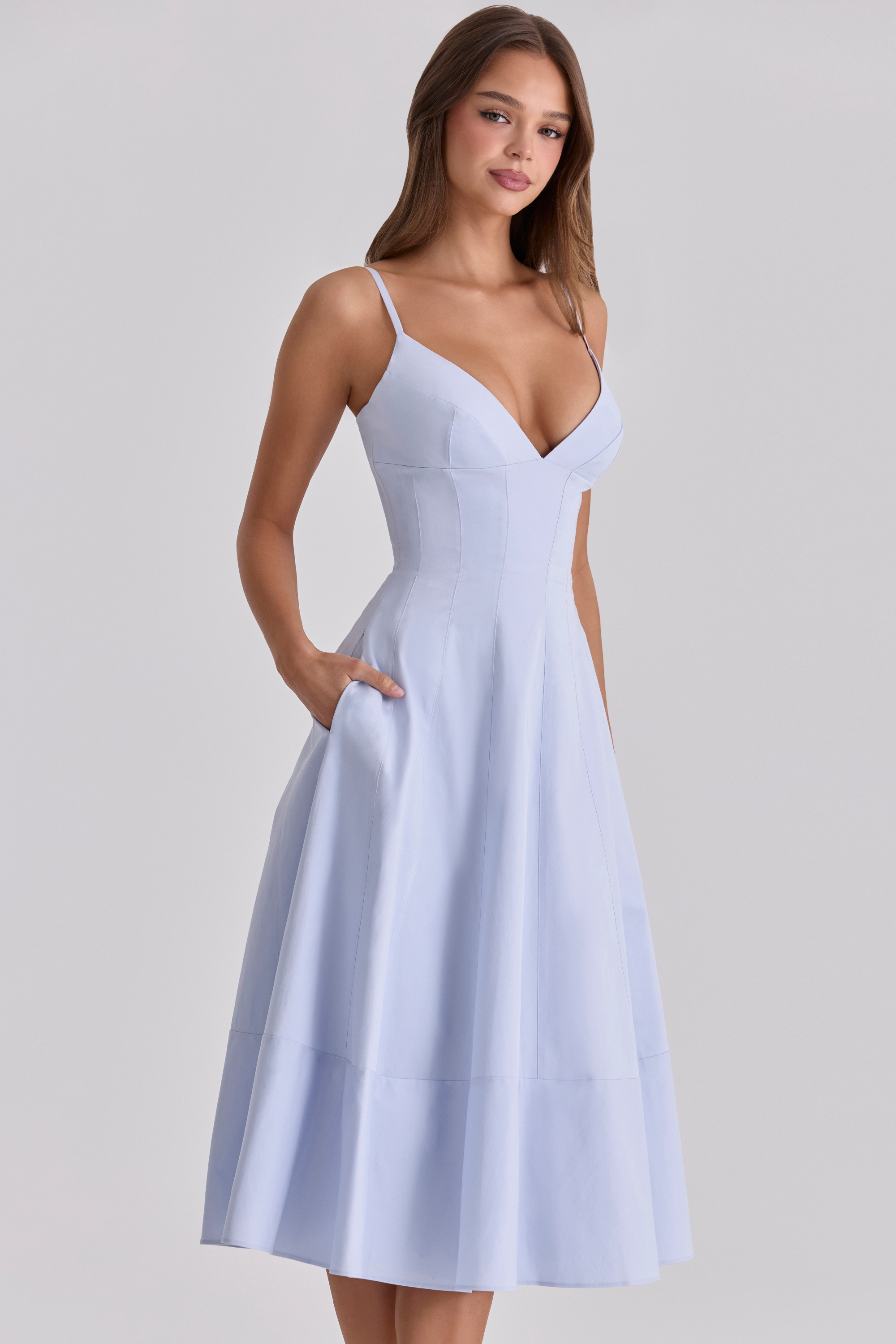 Millie  Bluebell Lace Up Cotton Midi Sundress — image 7