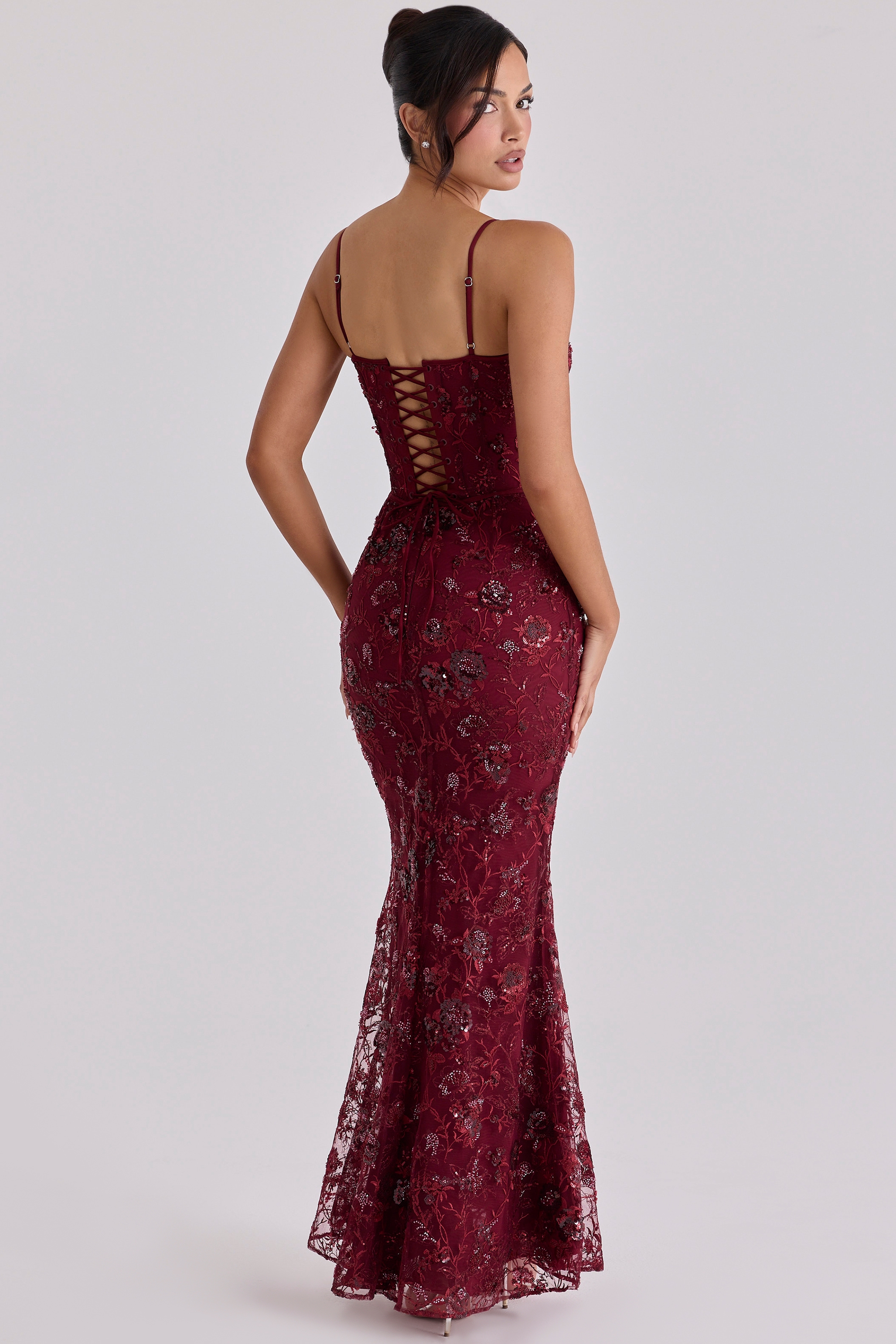 Naima  Wine Hand Beaded Embellished Corset Maxi Dress - Limited Edition — image 9
