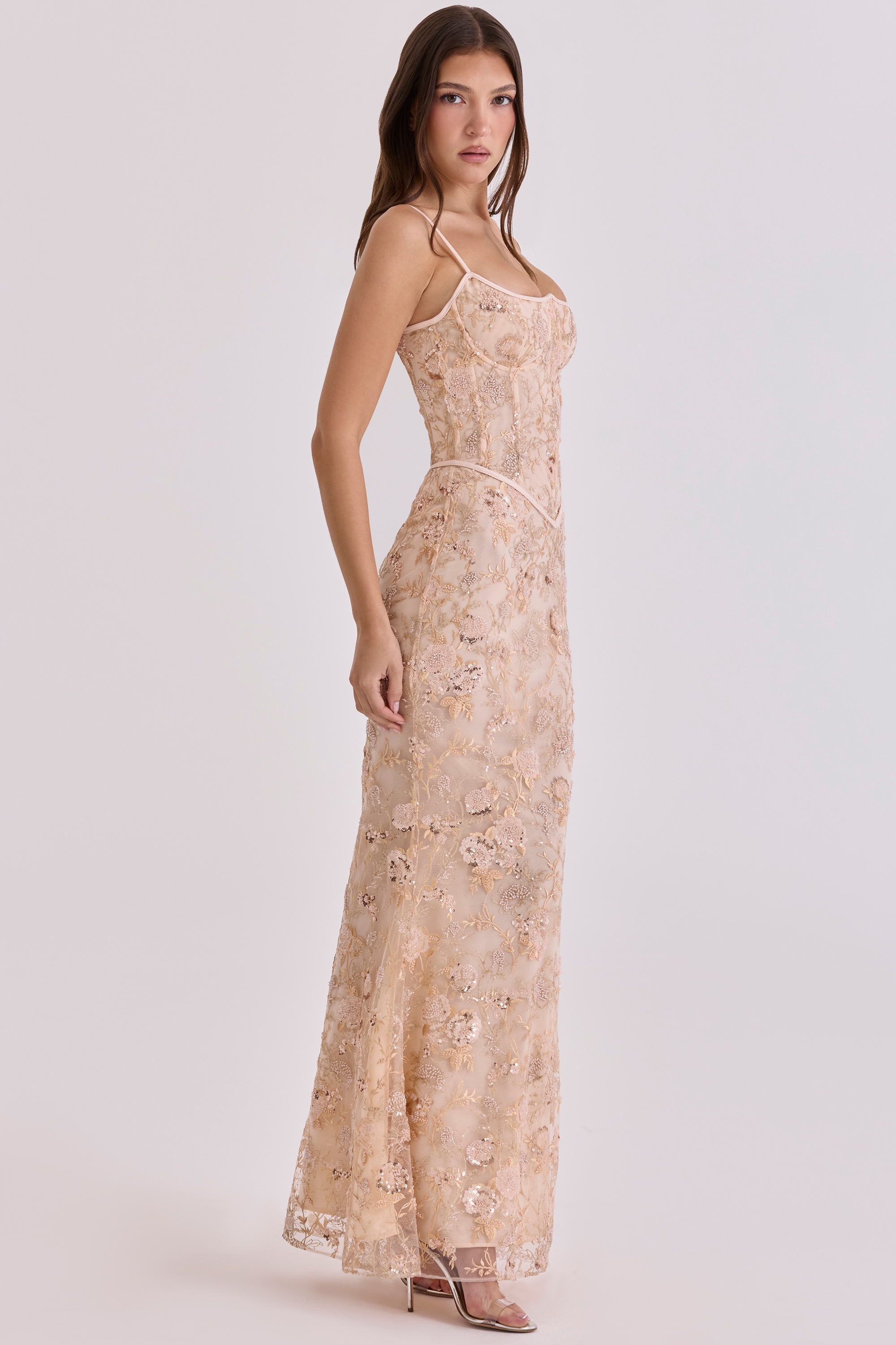 Naima  Peach Hand Beaded Embellished Corset Maxi Dress - Limited Edition — image 9