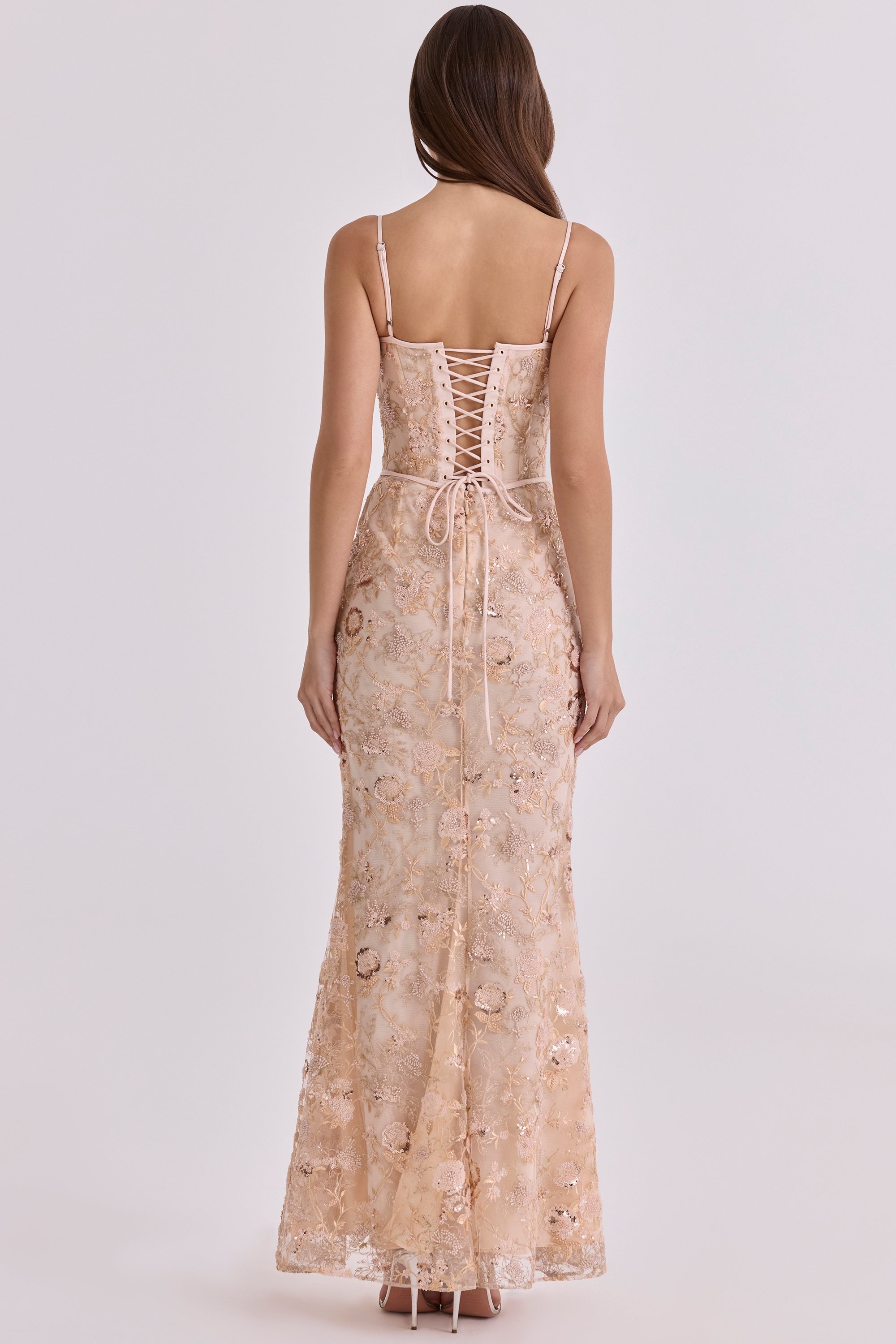Naima  Peach Hand Beaded Embellished Corset Maxi Dress - Limited Edition — image 10