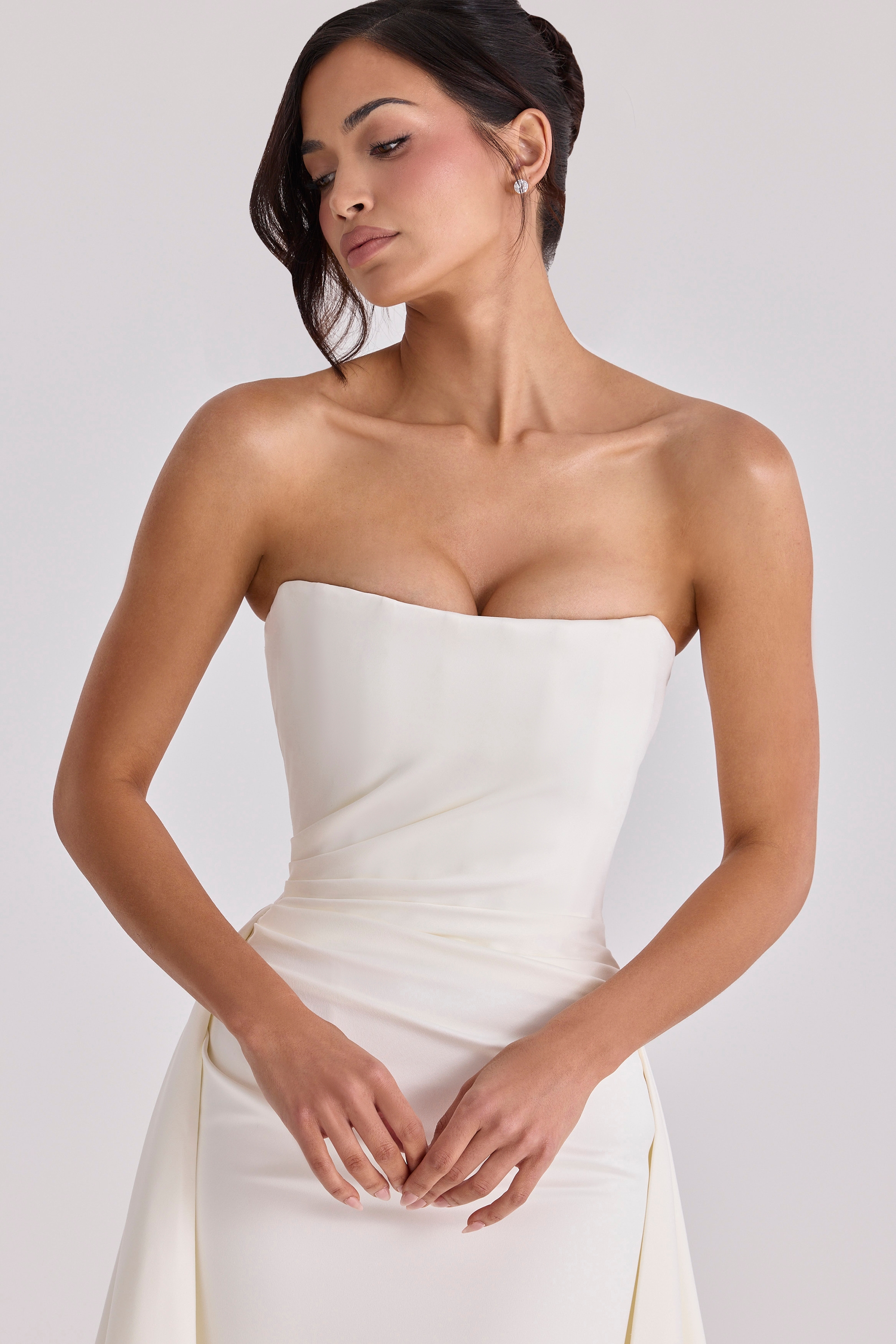 Sabrina  Ivory Satin Strapless Bridal Gown — image 6