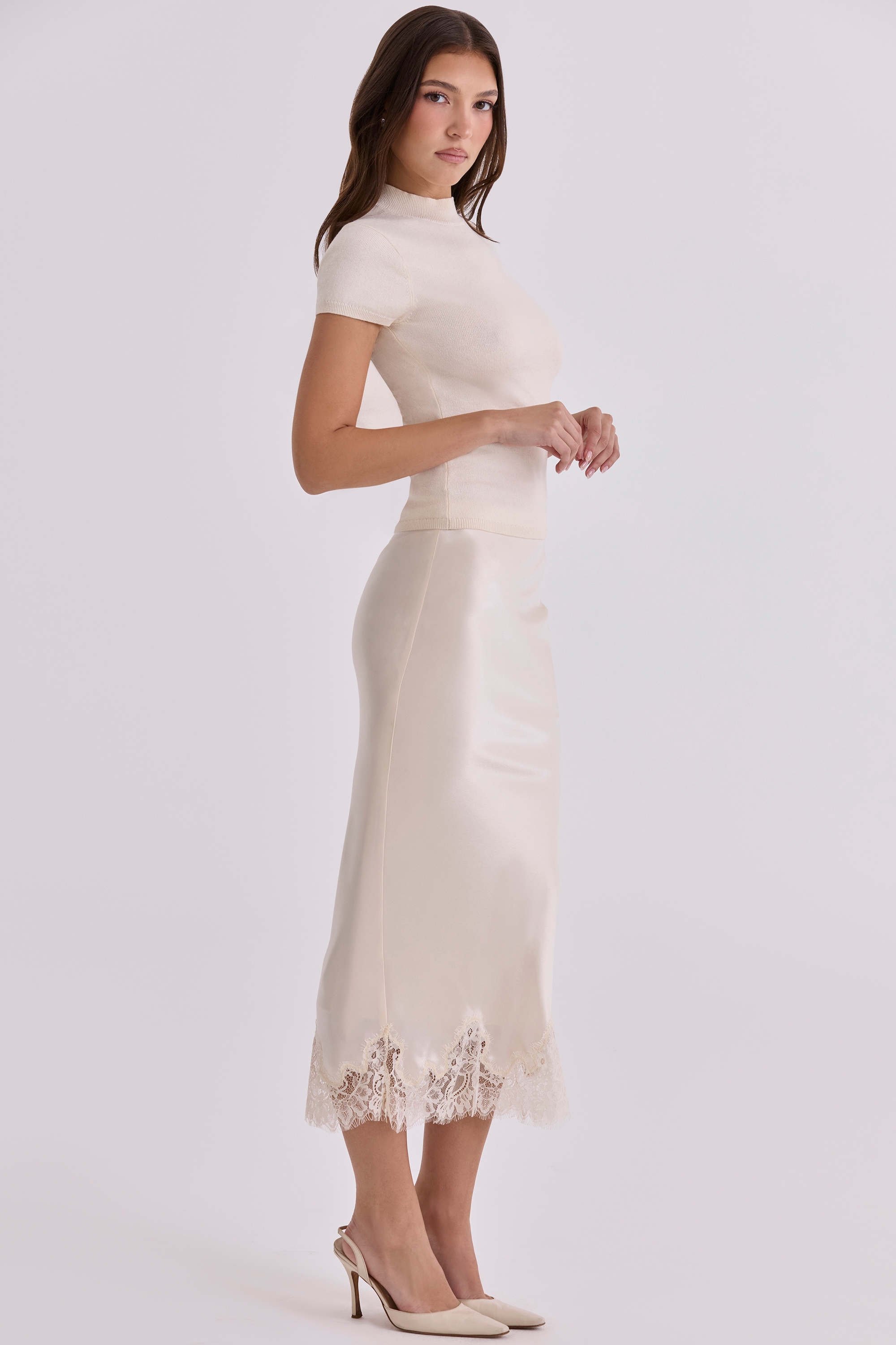 Tamra  Ivory Cotton + Cashmere Short Sleeve Top — image 7