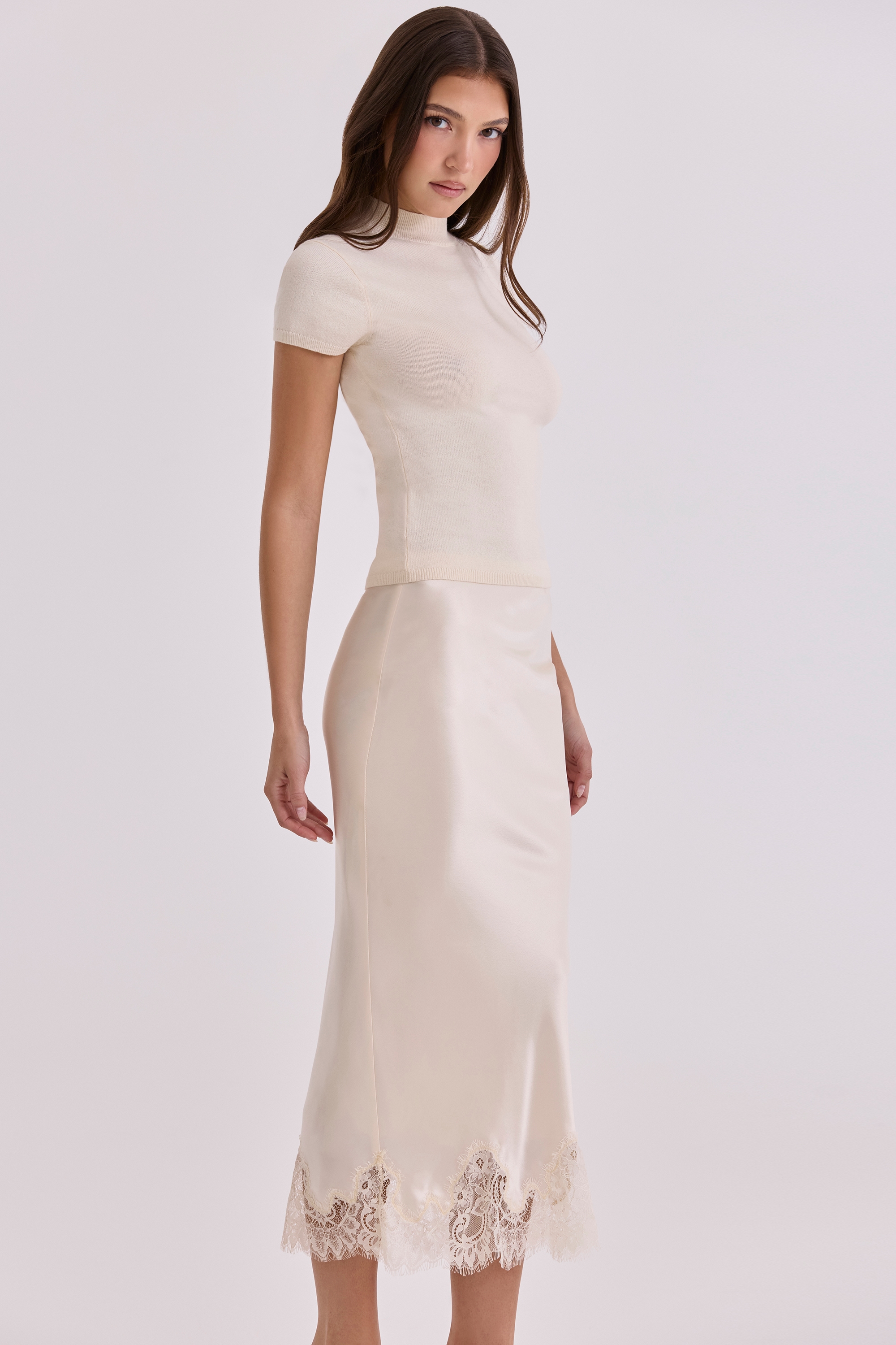 Tamra  Ivory Cotton + Cashmere Short Sleeve Top — image 8