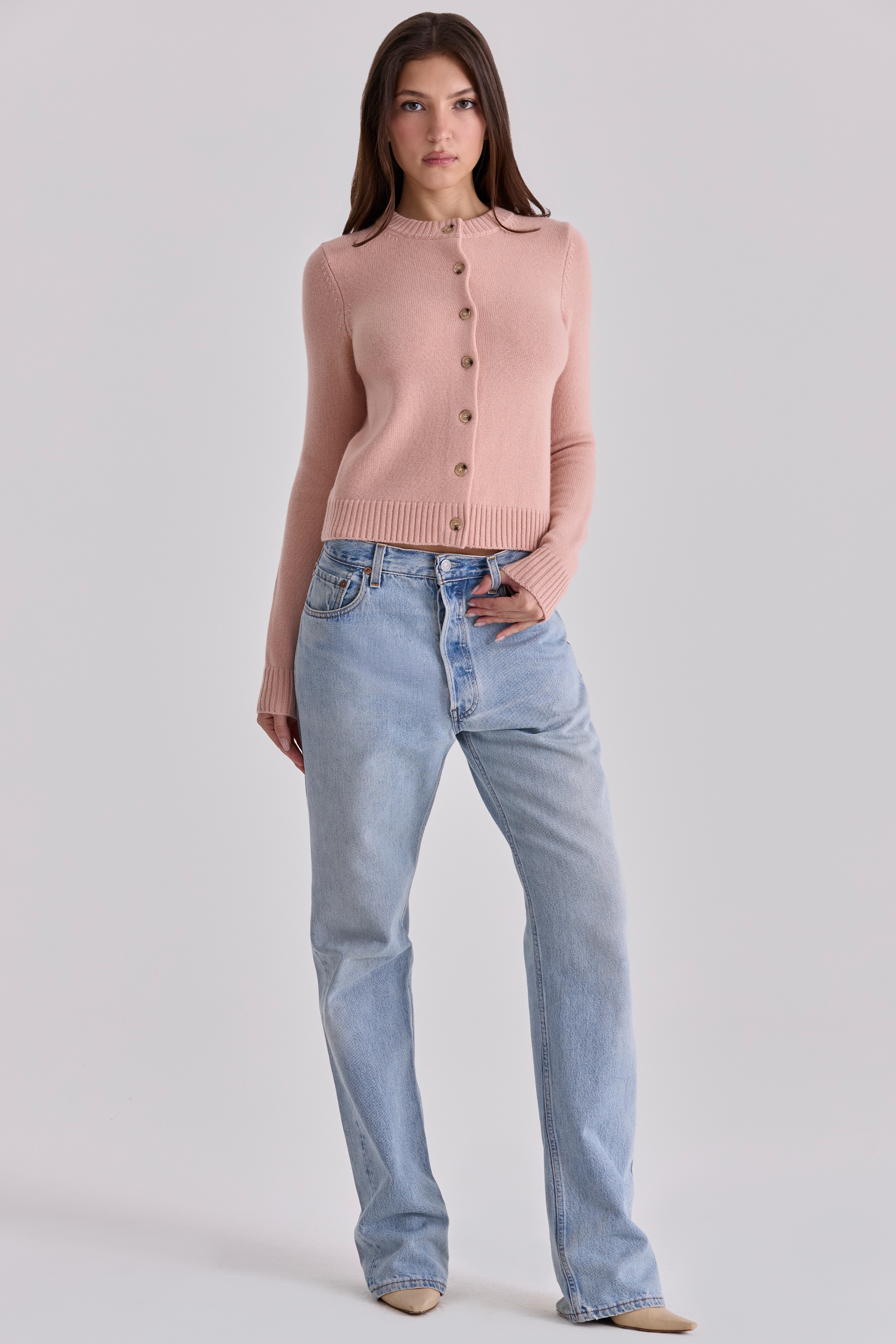 Signature  Peach Cashmere + Merino Wool Cardigan — image 5