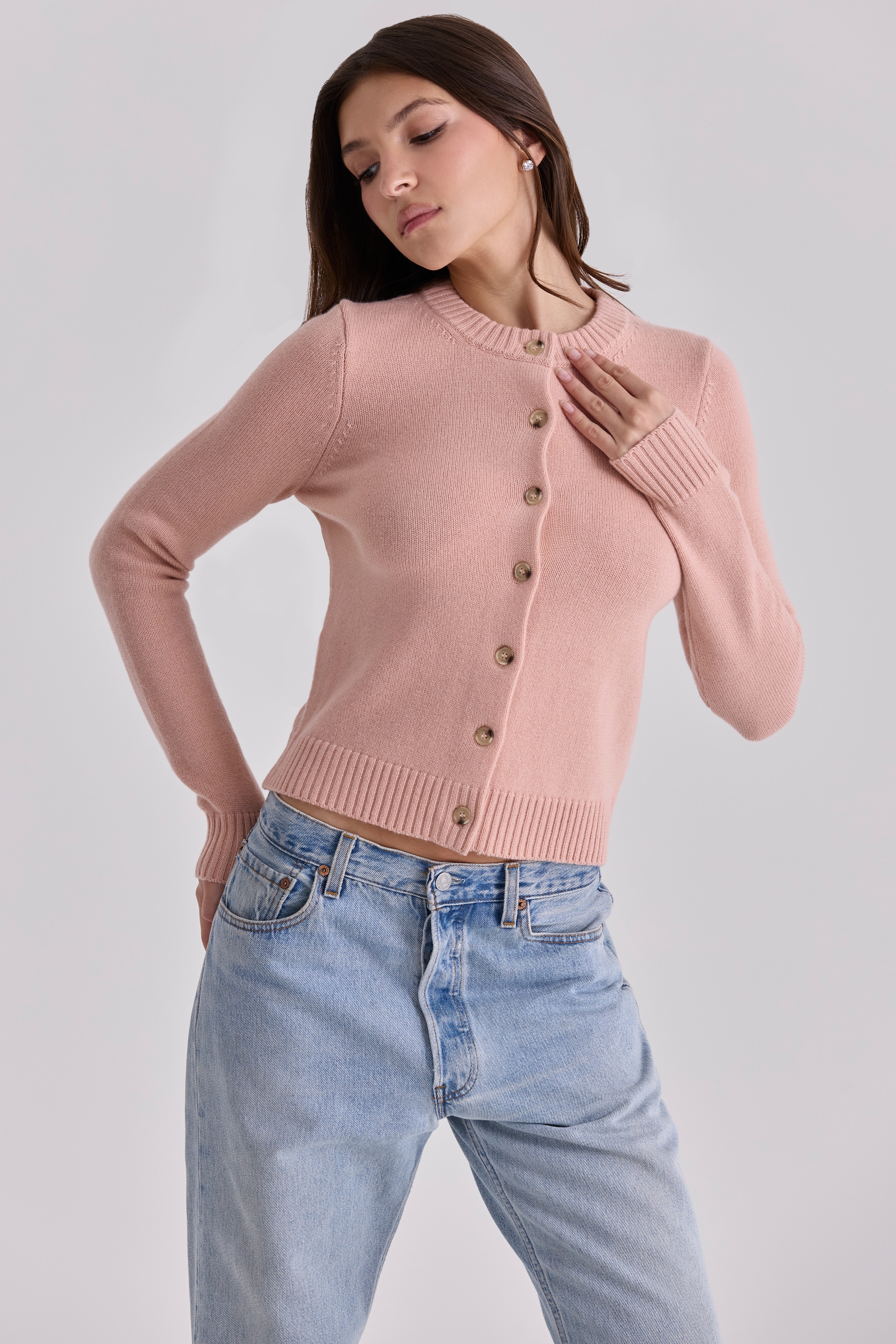 Signature  Peach Cashmere + Merino Wool Cardigan — image 7
