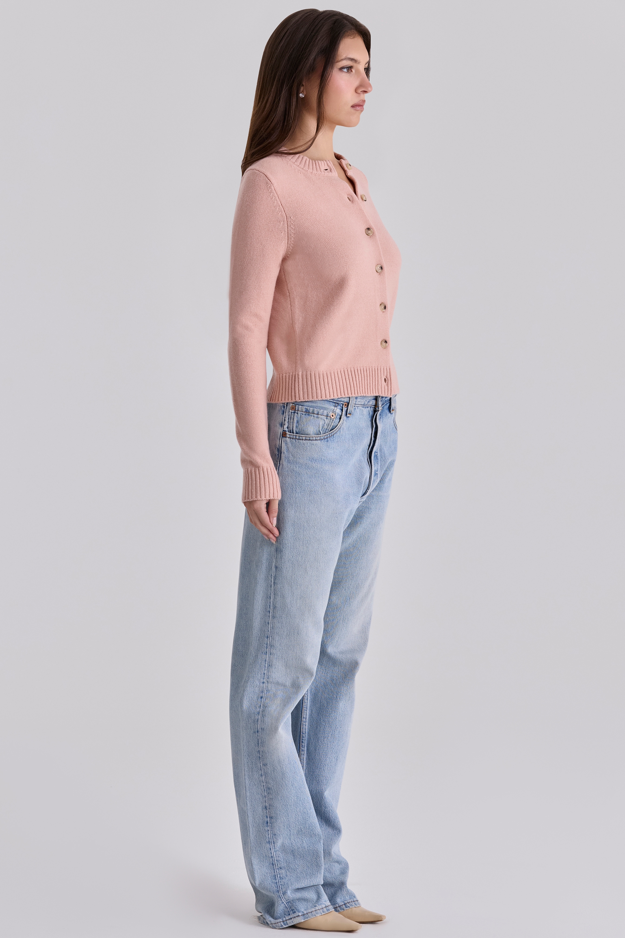 Signature  Peach Cashmere + Merino Wool Cardigan — image 8