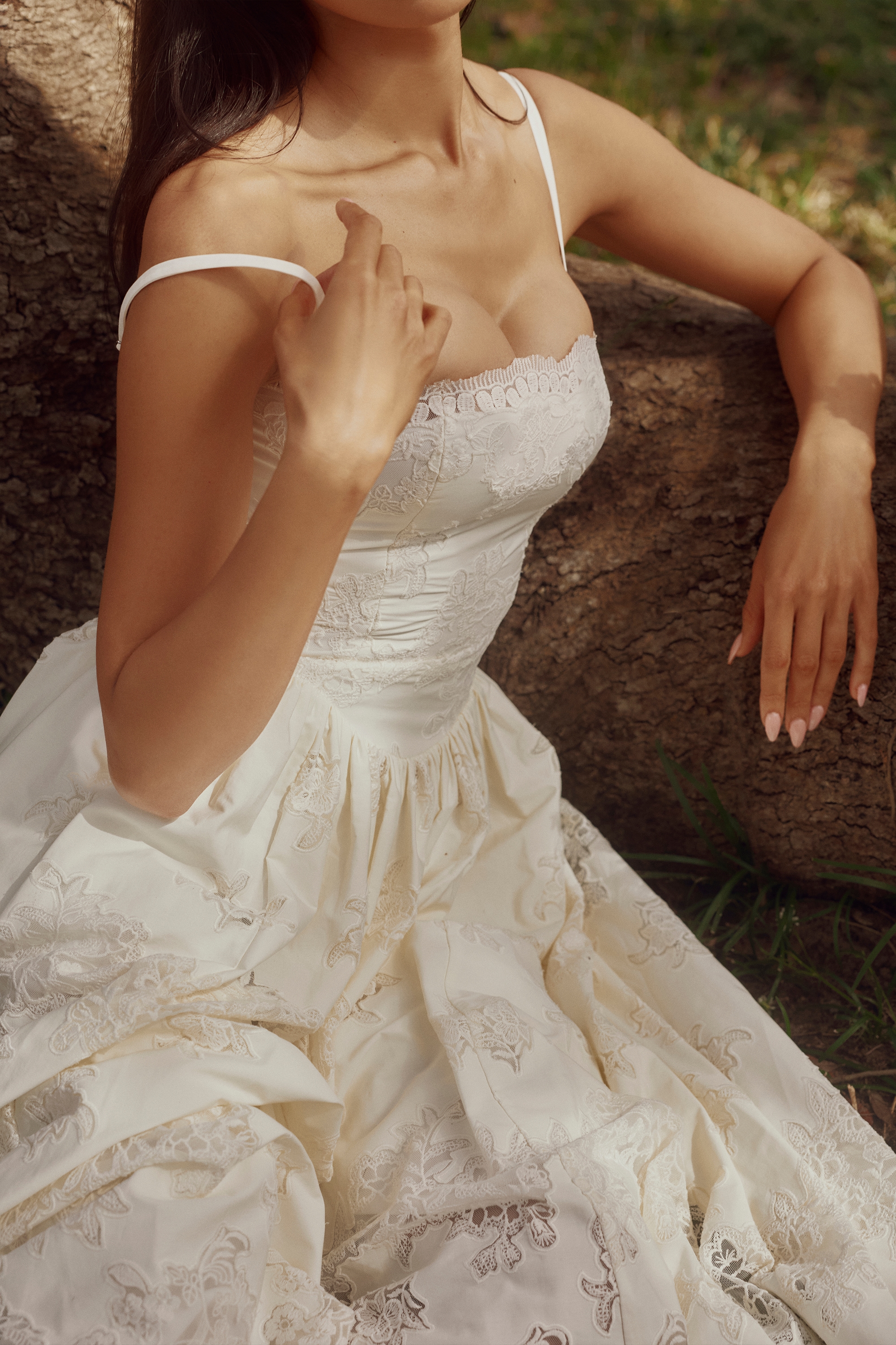 Chloe  White Custom Lace + Cotton Midi Sundress — image 12