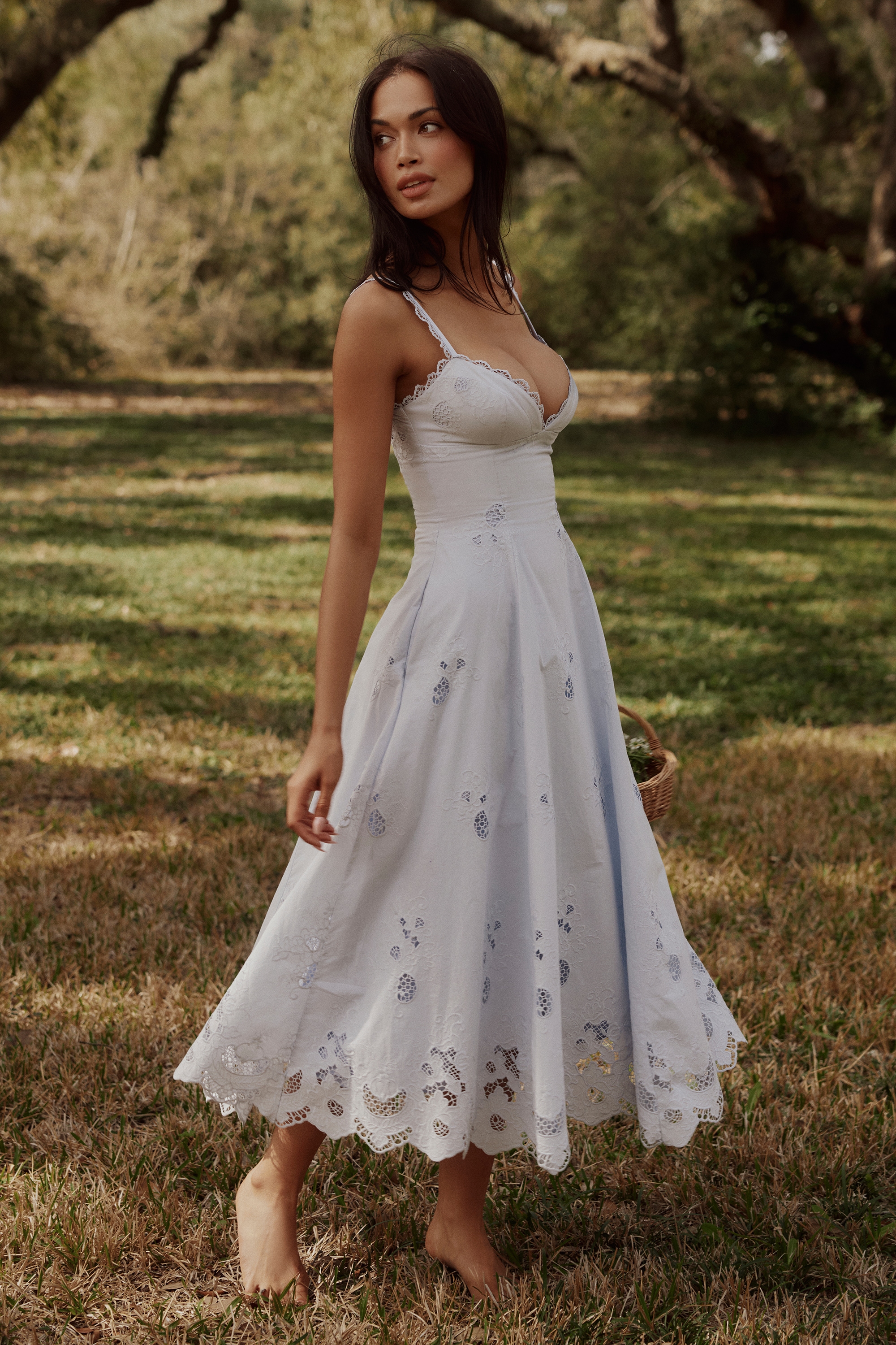 Tatiana  Bluebell Lace + Cotton Broderie Anglais Midi Sundress — image 6