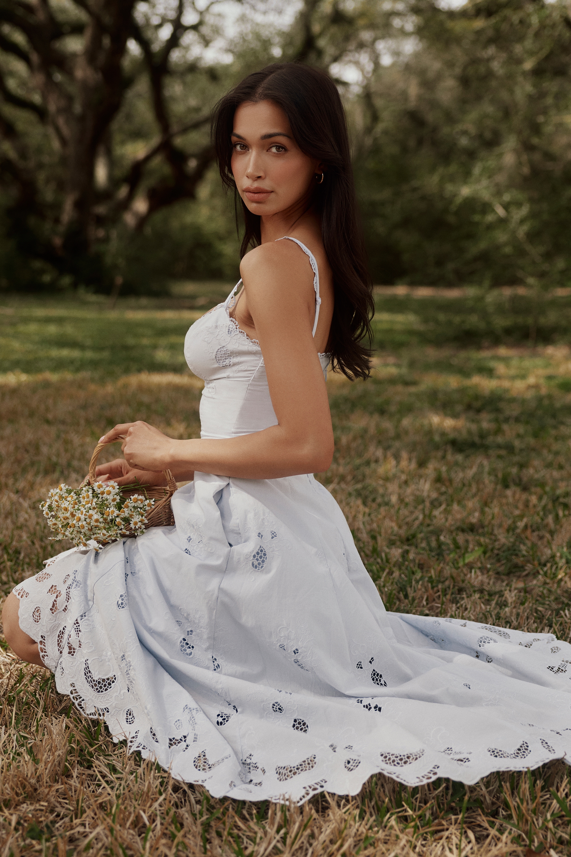 Tatiana  Bluebell Lace + Cotton Broderie Anglais Midi Sundress — image 12