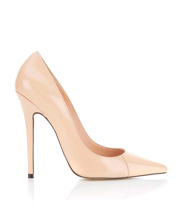 Paris  Patent Leather Beige Pointed Toe High Heel Pump — image 1