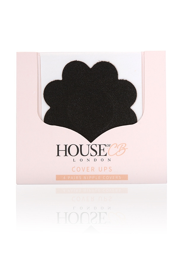 Set of 4 Black Flower Shape Nipple Covers — image 1