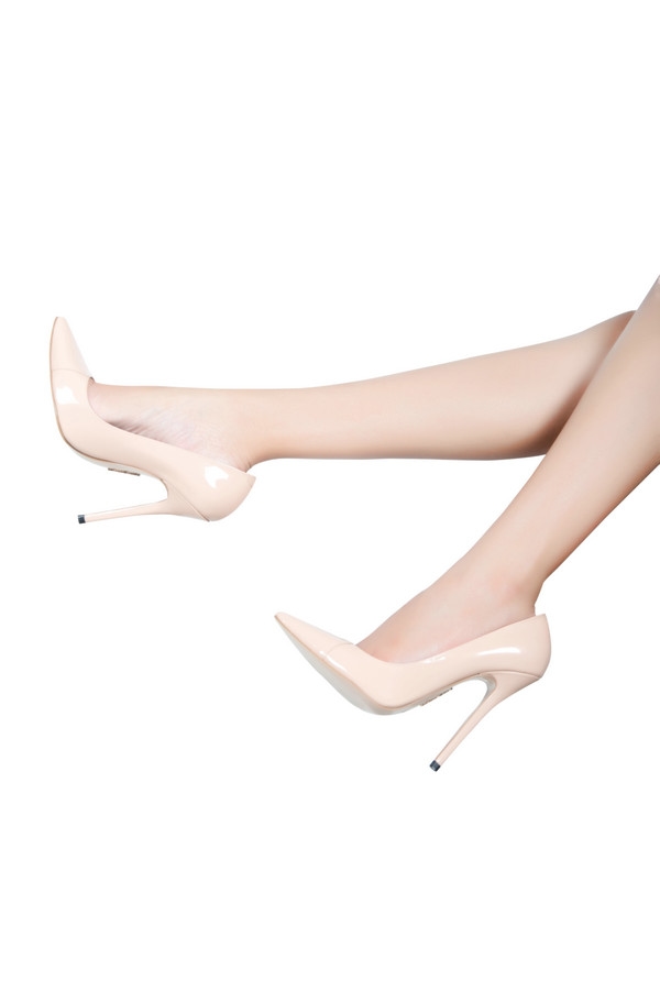 Paris  Patent Leather Beige Pointed Toe High Heel Pump — image 7