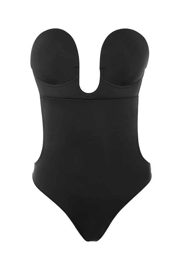 Plunge Self Adhesive Backless Bodysuit - Black — image 8