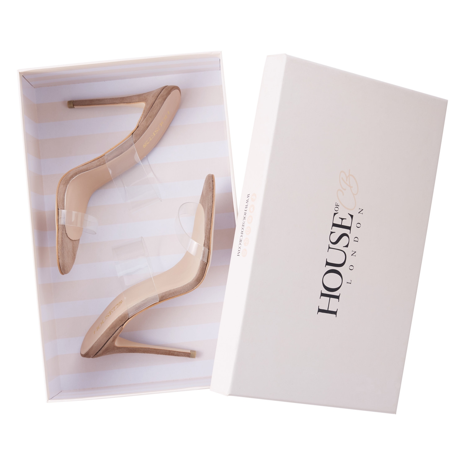 LUCENT  Clear Strap Beige Suede Mules — image 9