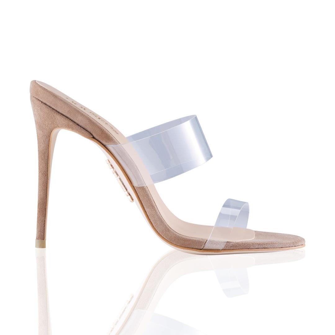 LUCENT  Clear Strap Beige Suede Mules — image 6