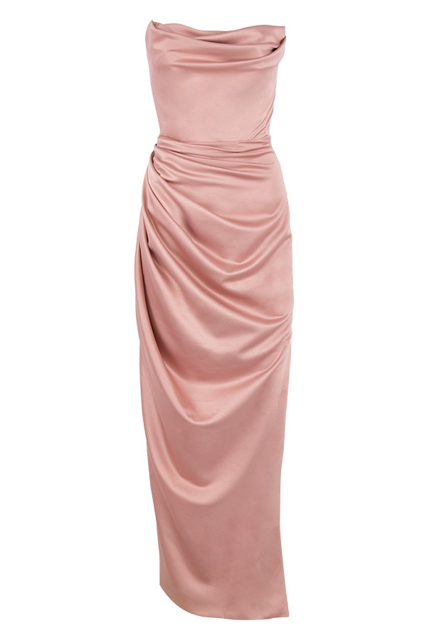Adrienne  Blush Satin Strapless Gown — image 11