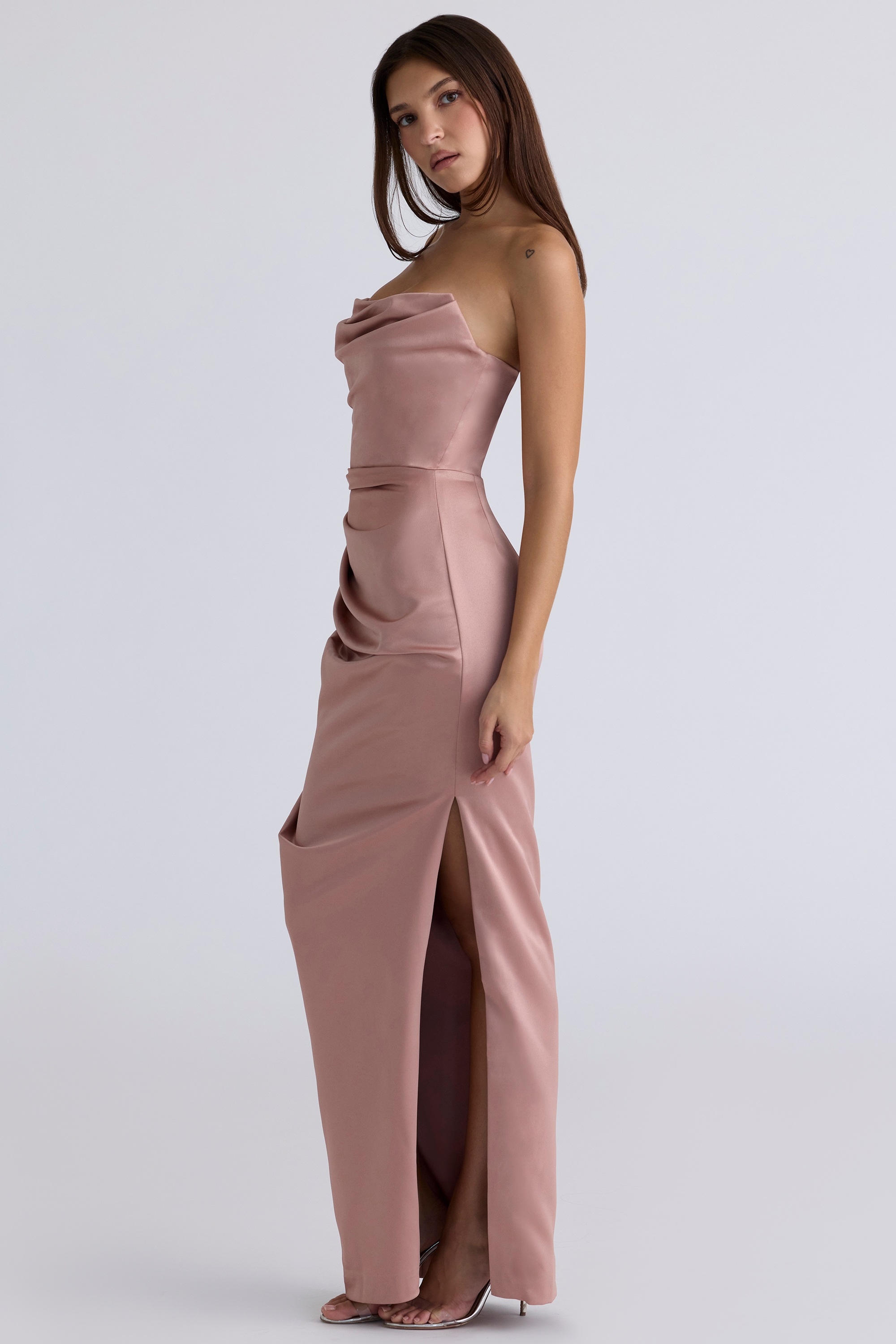 Adrienne  Blush Satin Strapless Gown — image 6