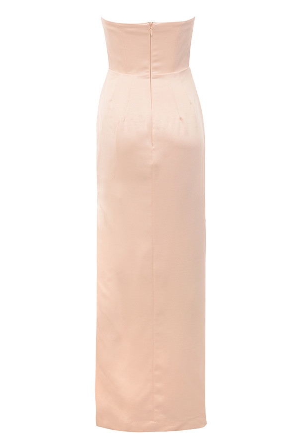 Adrienne  Champagne Satin Strapless Gown — image 9