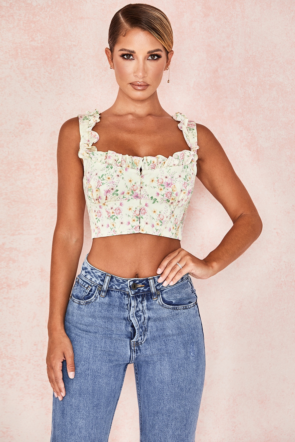 Remy  Lemon Floral Corseted Cropped Top — image 5