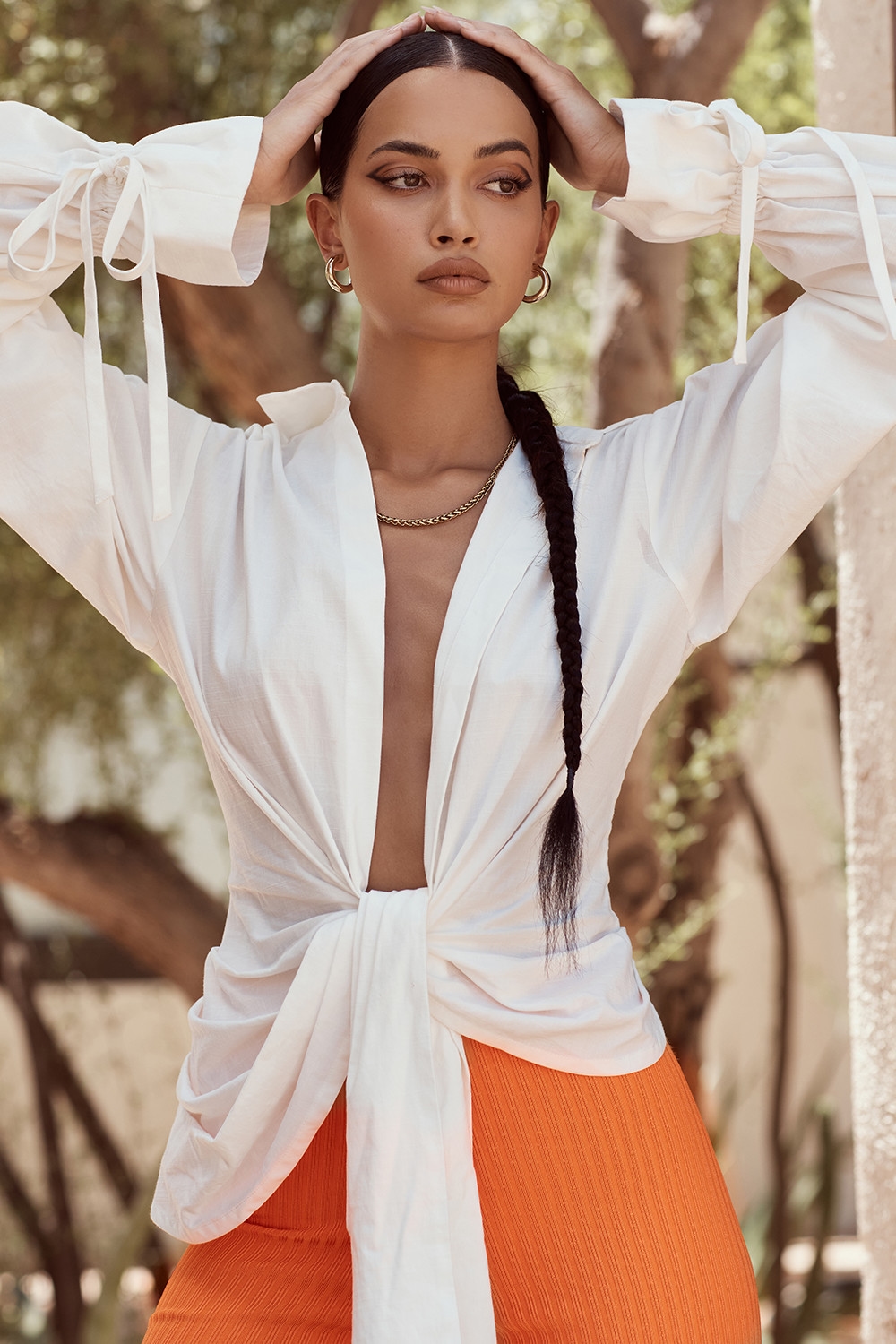 Paige  White Draped Cotton Shirt — image 2