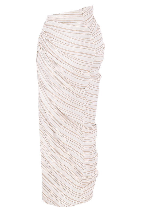 Chryssie  Linen Blend Draped Maxi Skirt — image 14