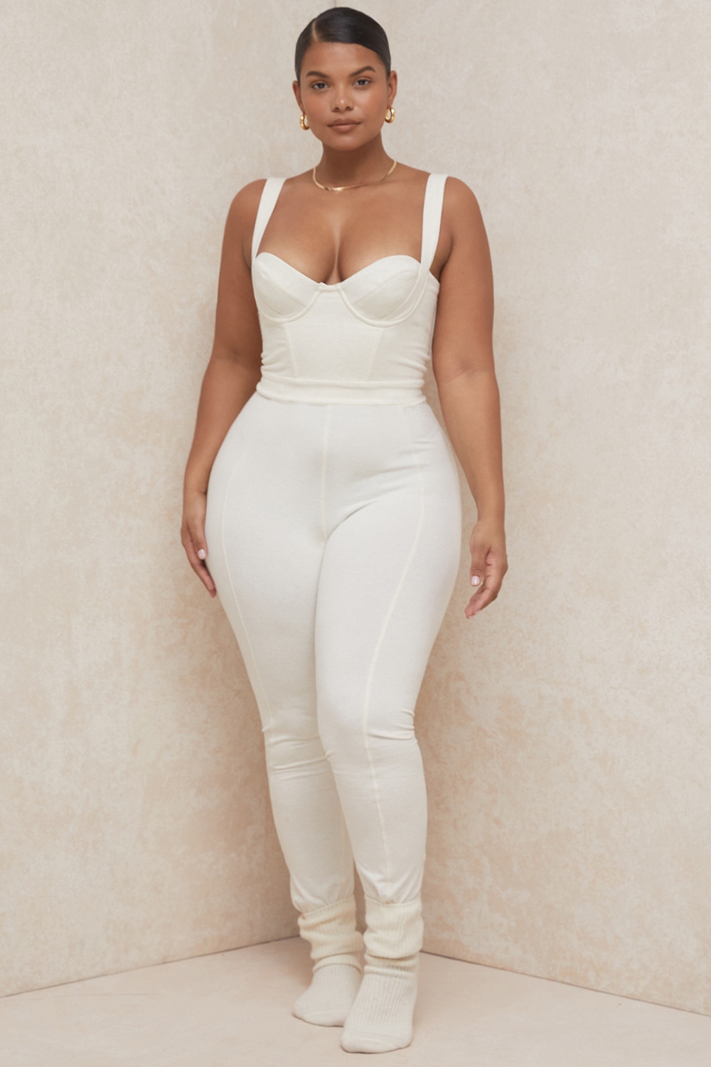 Mallen  Whisper White Stretch Jersey Jumpsuit — image 3