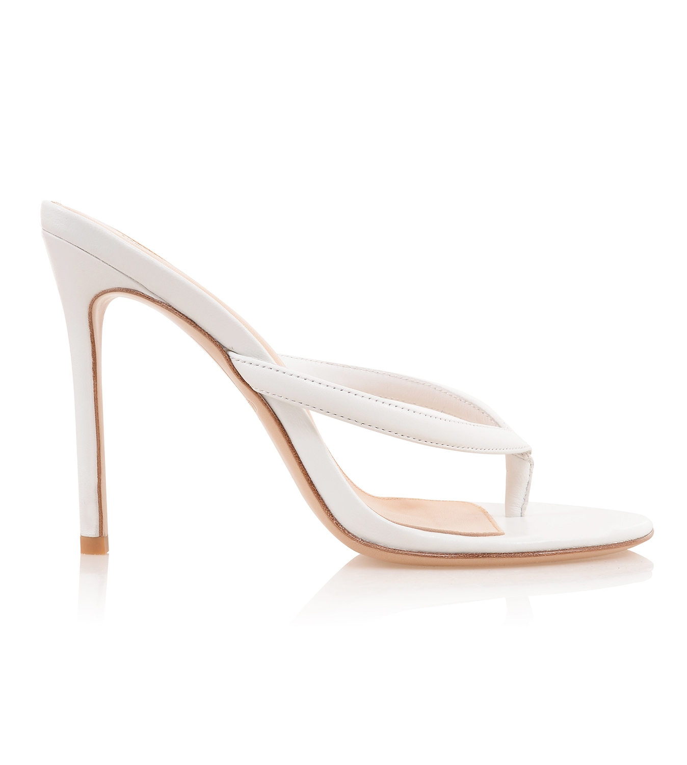 Lola  White Leather High Heel Thong Sandals — image 5