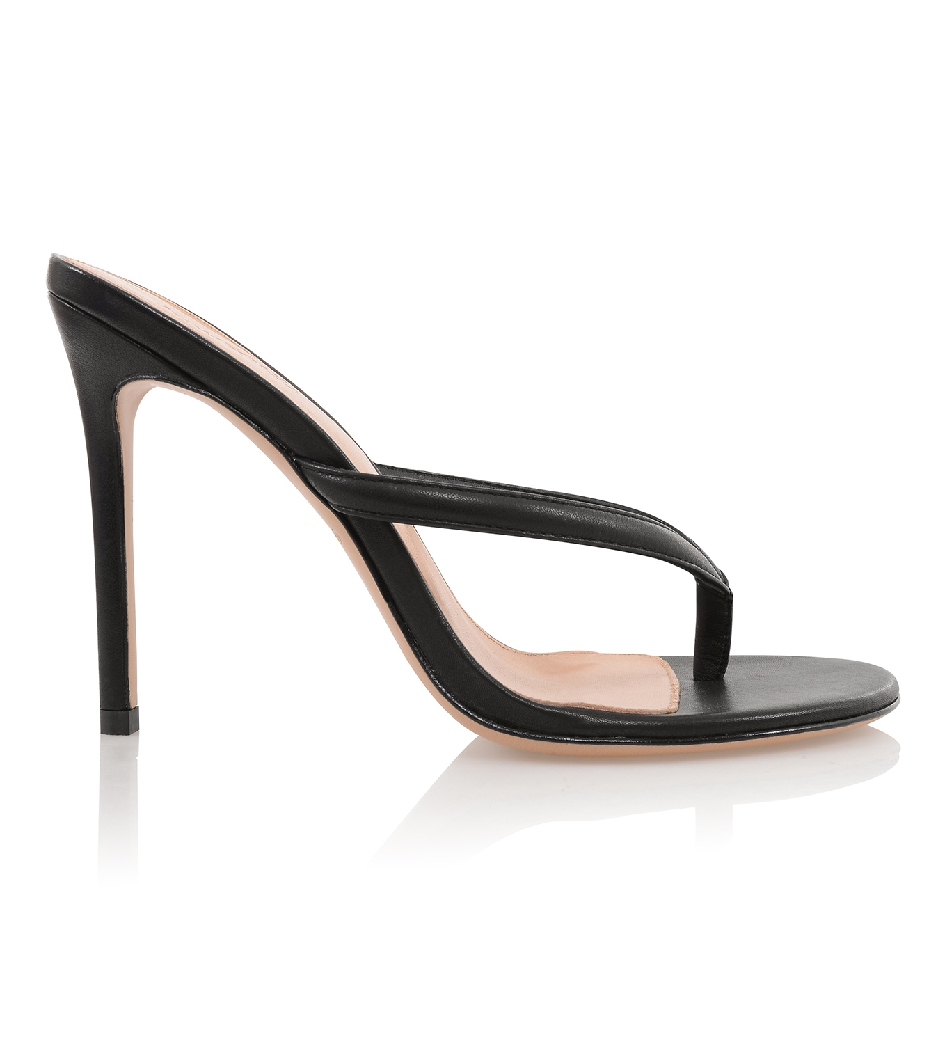 Lola  Black Leather High Heel Thong Sandals — image 5