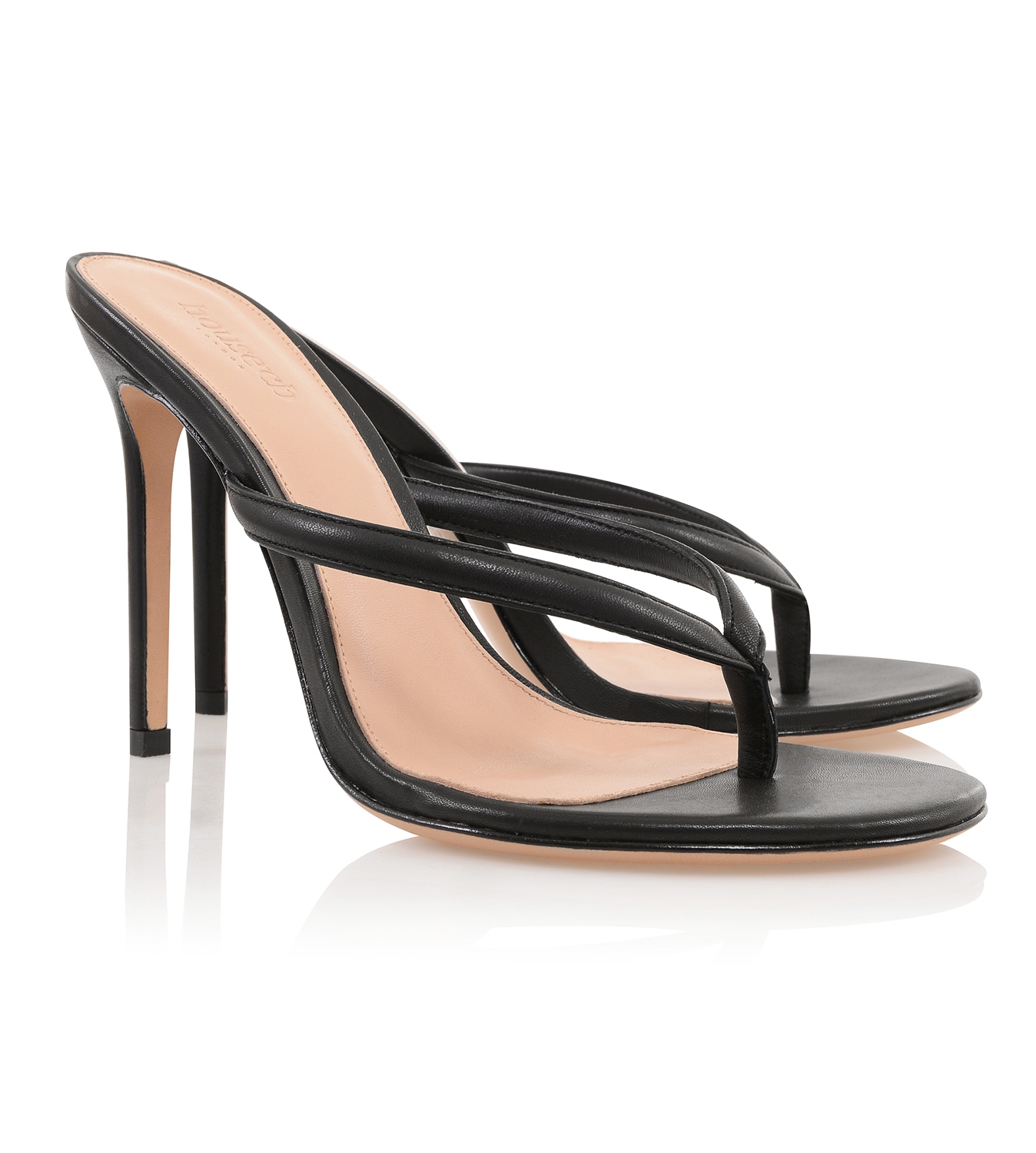 Lola  Black Leather High Heel Thong Sandals — image 6