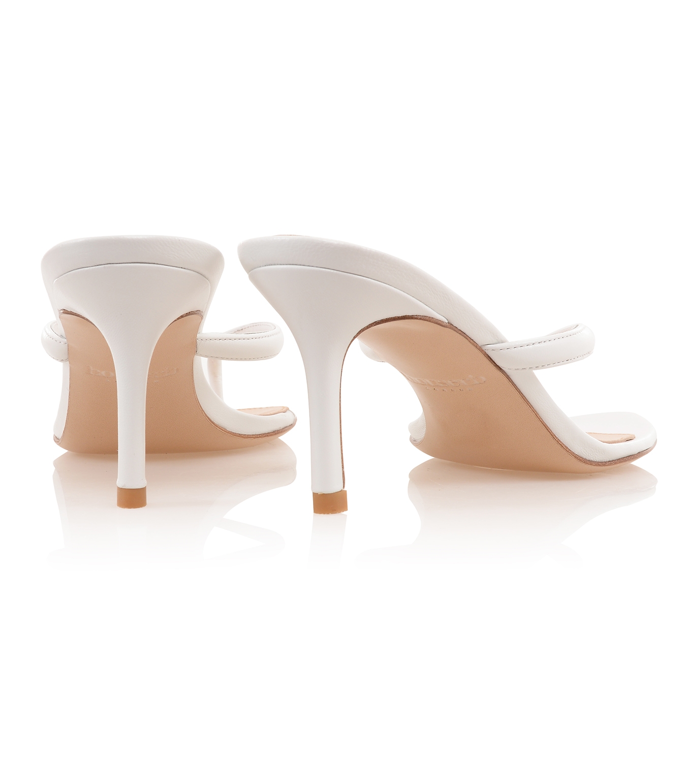 Lola  White Leather Mid Heel Thong Sandals — image 7