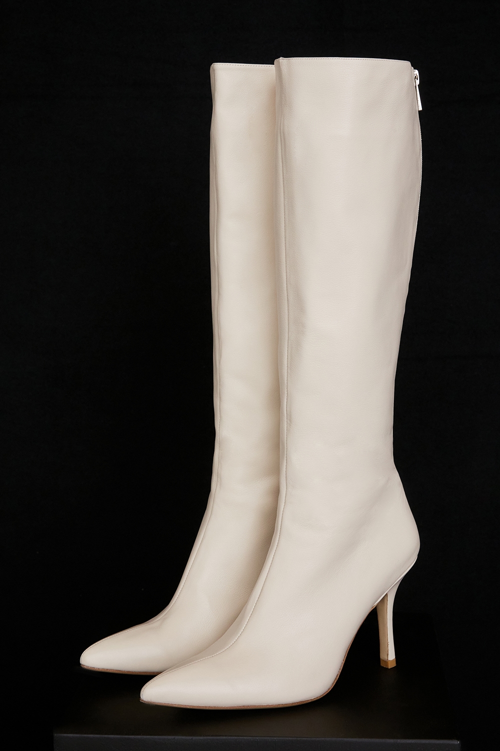 Royale  Cream Leather Knee High Boots — image 1