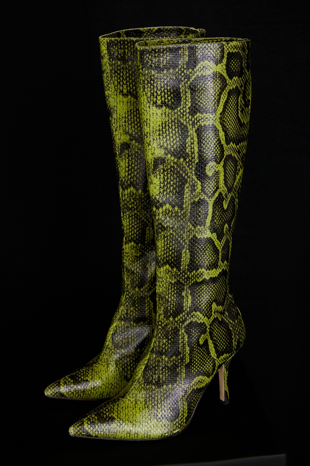 Royale Green Print Knee High Boots