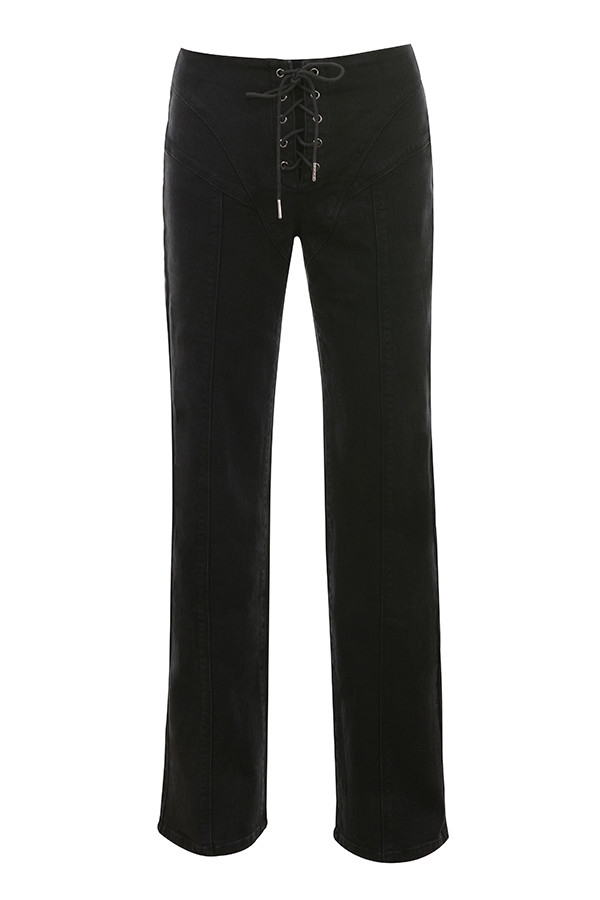 Luminous Mistress Rocks  Black Straight Leg Lace Up Jeans - SALE — image 10