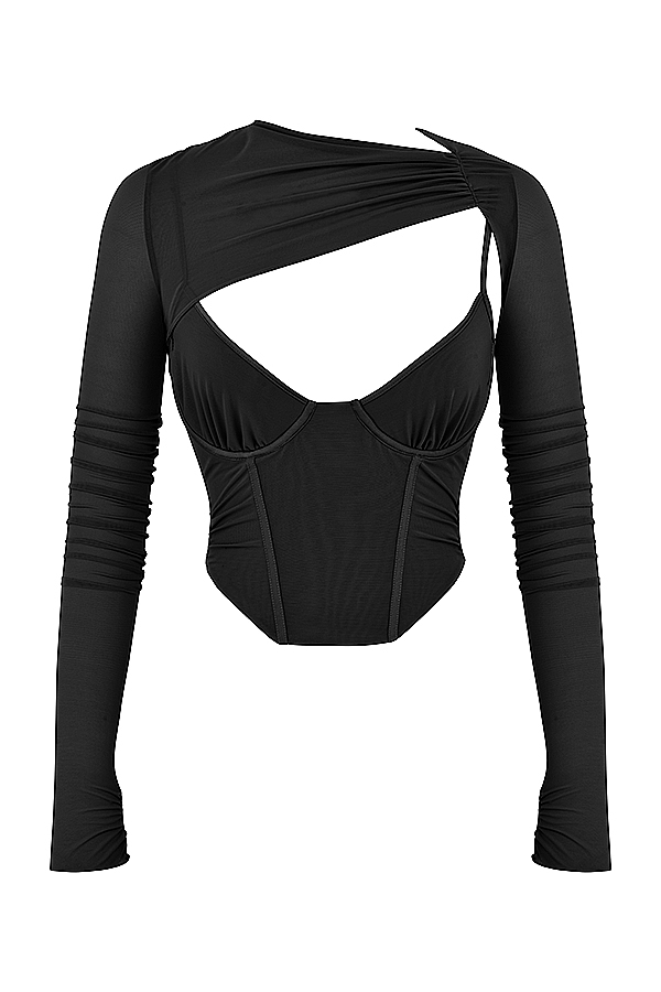 Isabel  Black Asymmetric Cutout Corset — image 6