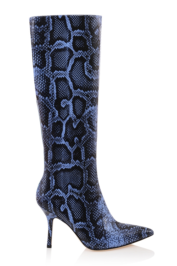 Royale  Blue Print Leather Knee High Boots — image 3