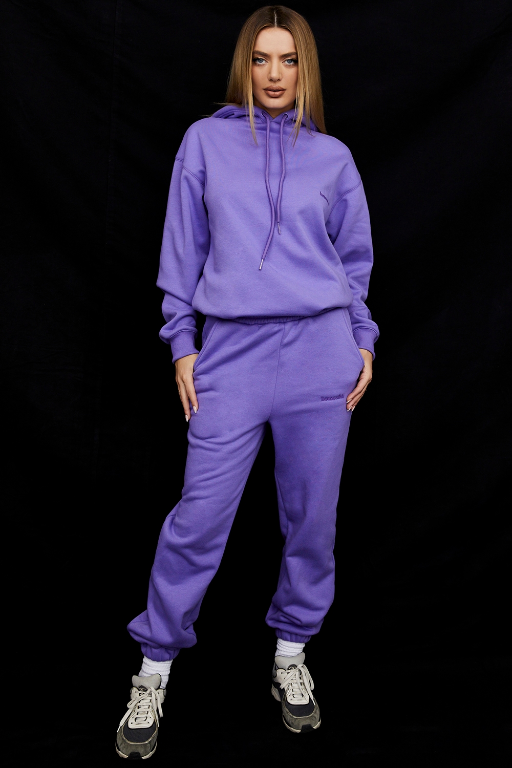 Sky  Purple Fleece Back Jogging Trousers — image 2